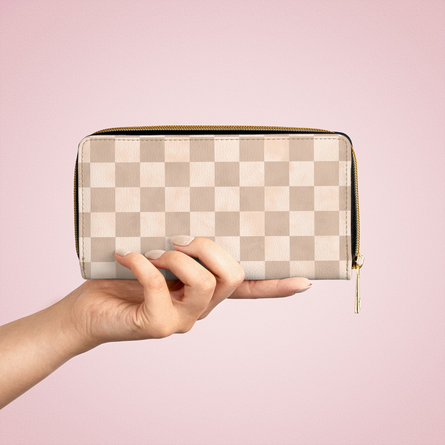 Checkered Neutral Zipper Wallet | Polyamory Friendly Accessory | ENM Lifestyle Wallet | Inclusive Chosen Family Gift | Colorful Retro Checker Wallet