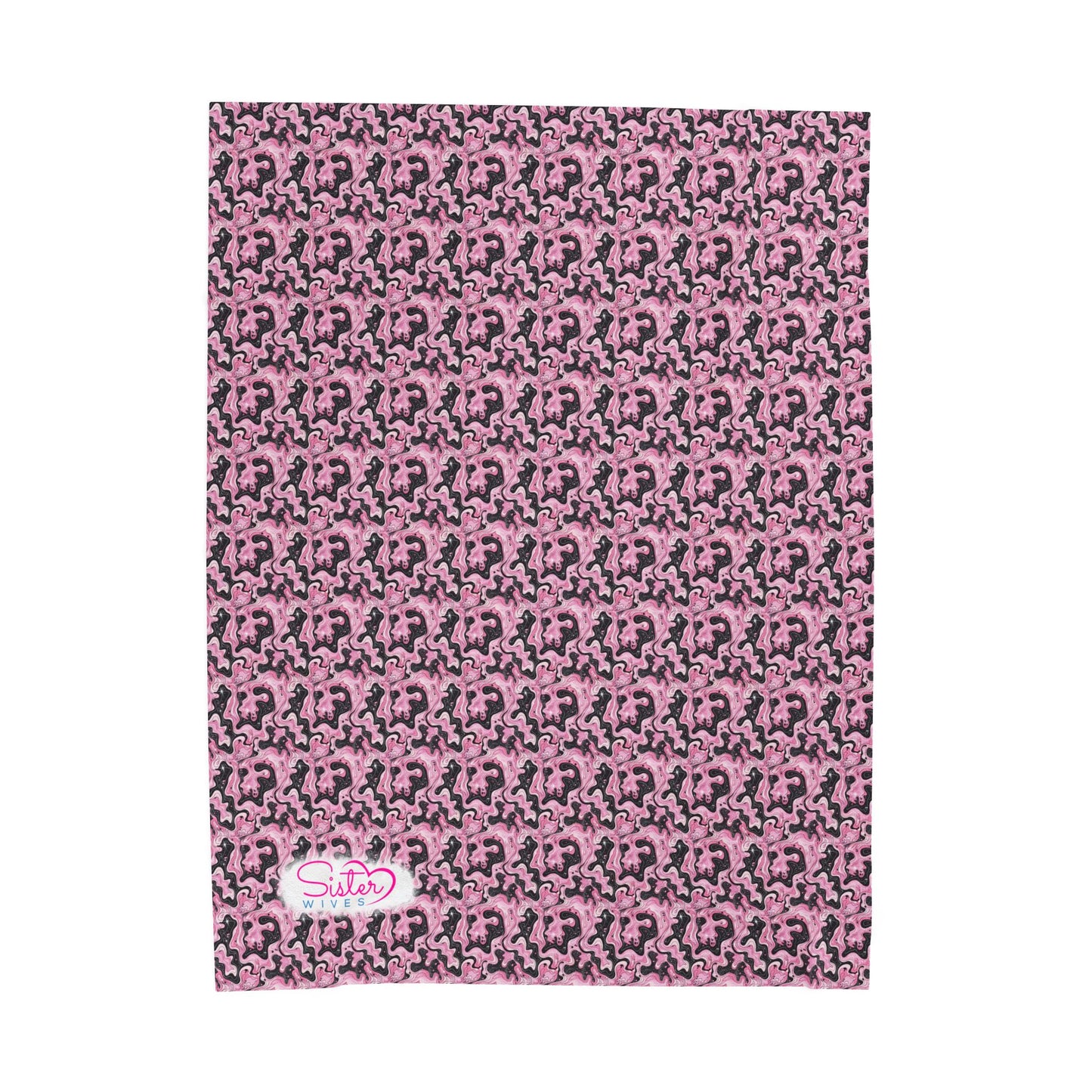 Sister Wives Pink & Black Oil Slick Cozy Velveteen Plush Blanket for Comfort & Warmth, Great for Home Decor, Gifts, Living Room, Couch, Bedroom
