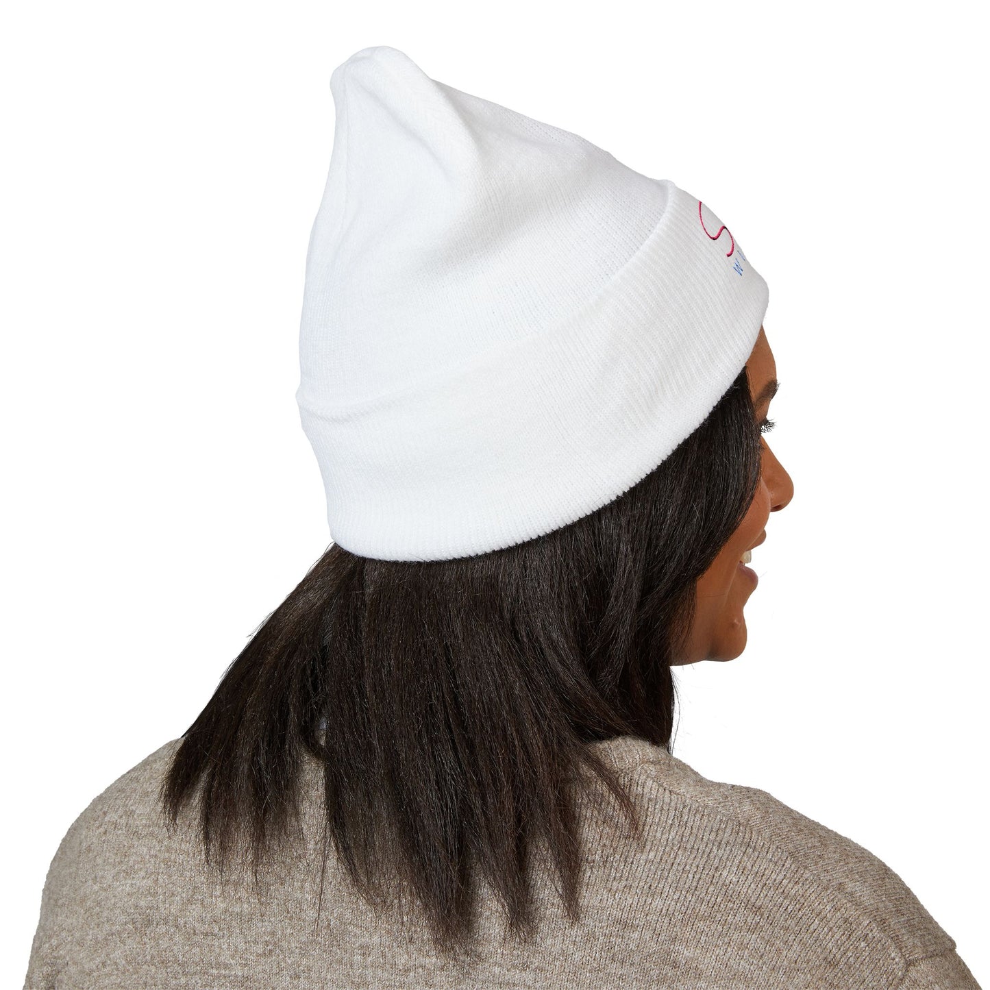 SisterWives Logo Embroidered Cuffed Beanie, Cozy Hat for Family Gatherings, Winter Wear, Holiday Gift, Fashion Accessory