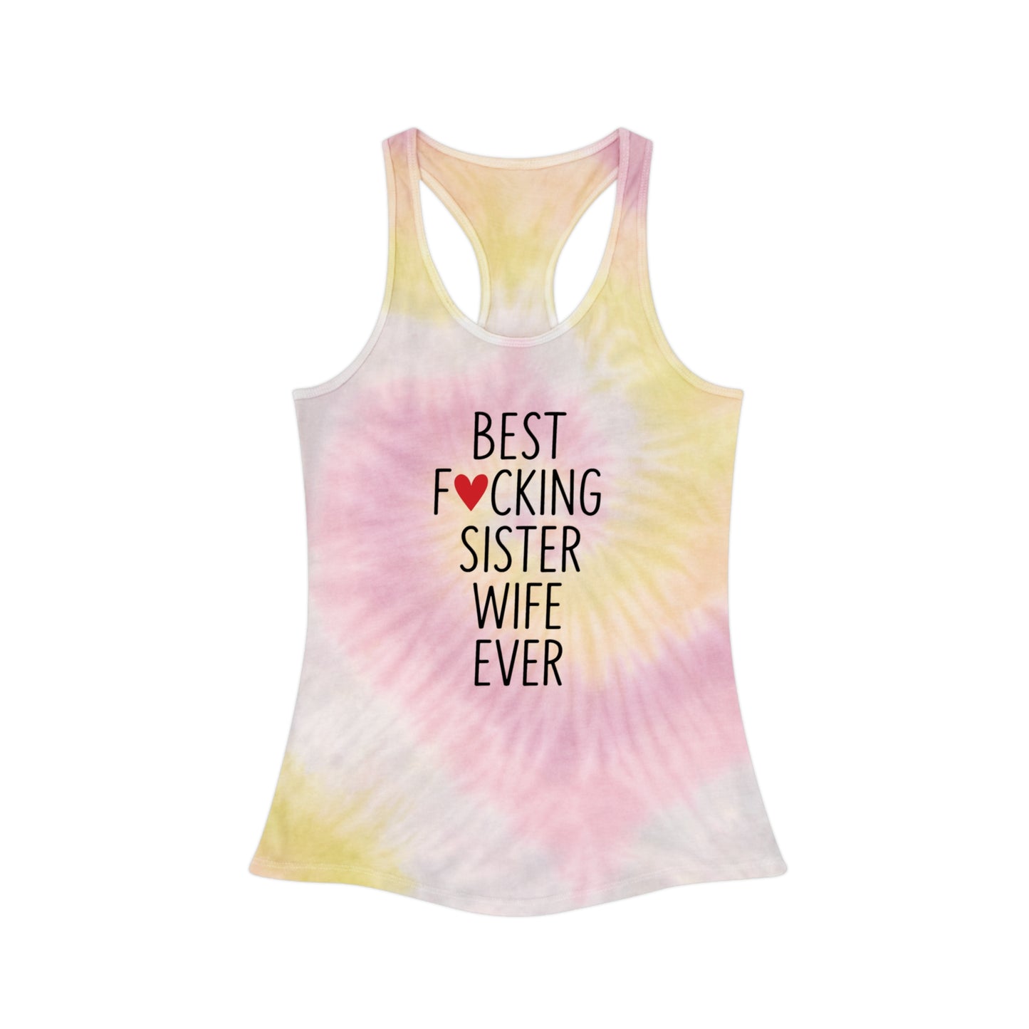Best F*cking Sister Wife Light Blue Tie Dye Racerback Tank Top, Summer Fashion, Beach Wear, Casual Outfit, Festival Attire, Yoga Top