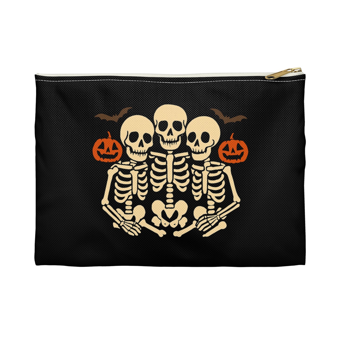 Throuple Hug Skeleton Halloween Accessory Pouch β Funny Skeleton Design for Trick-or-Treating, Party Essentials & Spooky Gifts