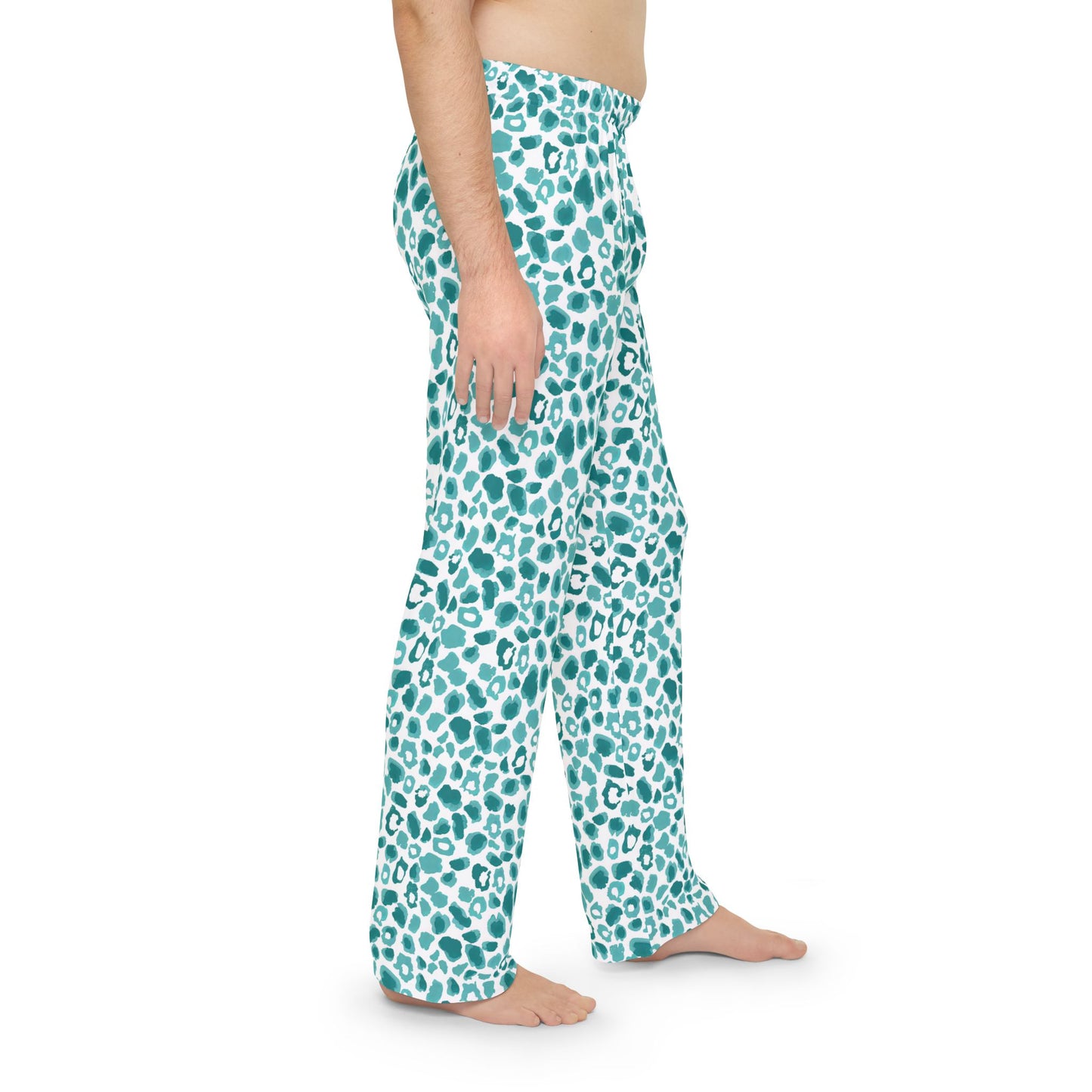 Men's Blue Leopard Print Pajama Pants Men’s Boho Abstract Pajama Pants | Teal & Blue Modern Lounge Pants | Polyamory & ENM Friendly Sleepwear | Soft Cozy Gift