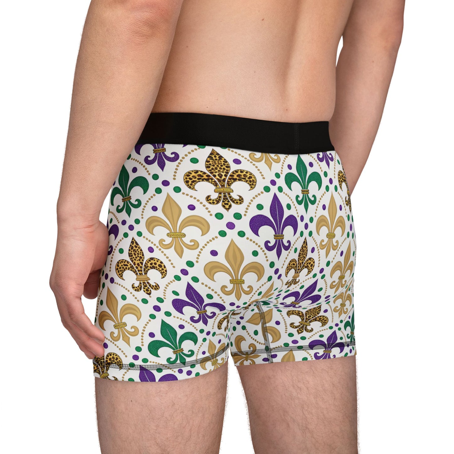 Mardi Gras Cheetah Print Men’s Boxer Briefs | Polyamory ENM Pride Underwear, Matching Couples Underwear