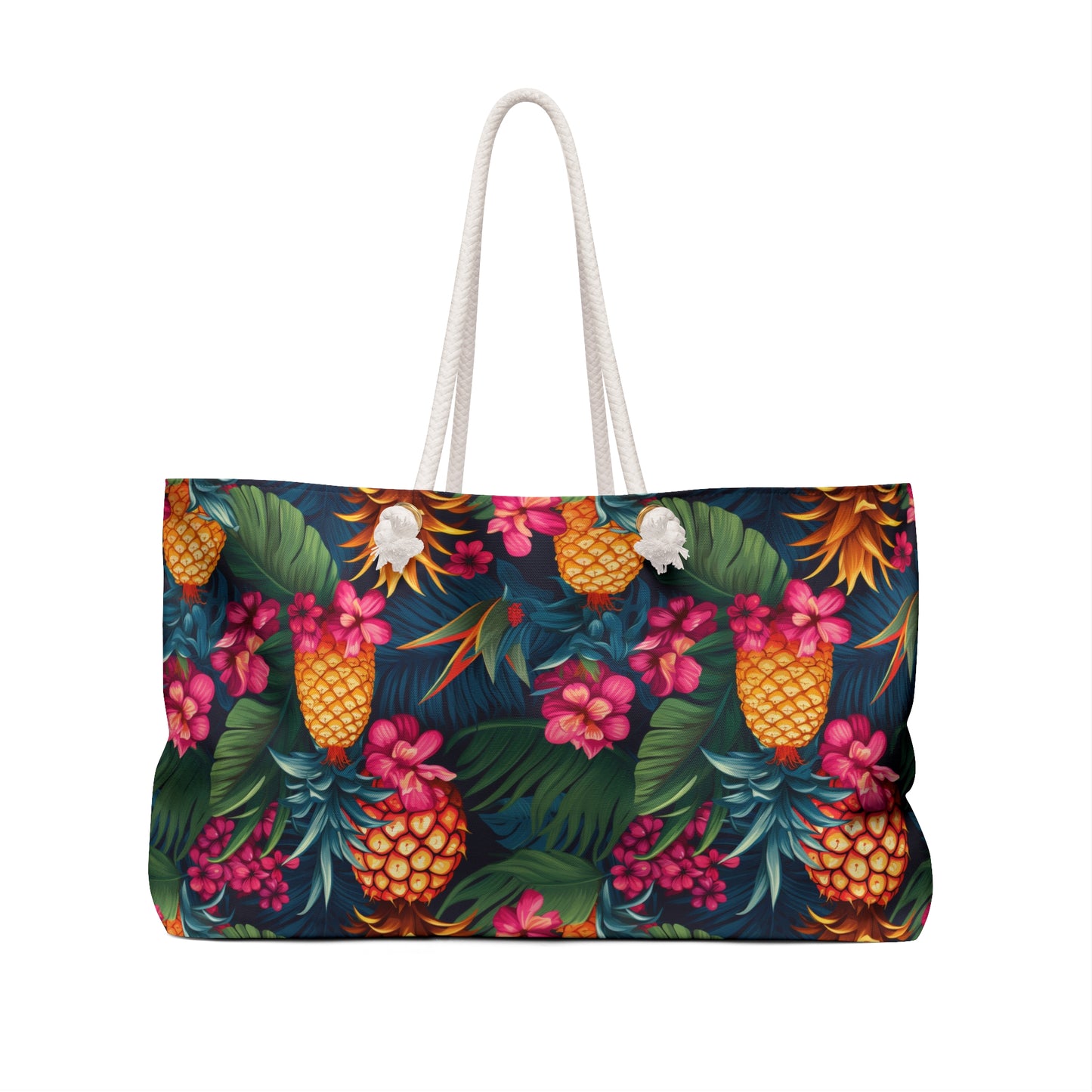 Upside Down Pineapple Tropical Floral Weekender Bag, Perfect for Weekend Getaways, Sister Wives Gifts, Travel Tote, Beach Bag, Summer Essentials