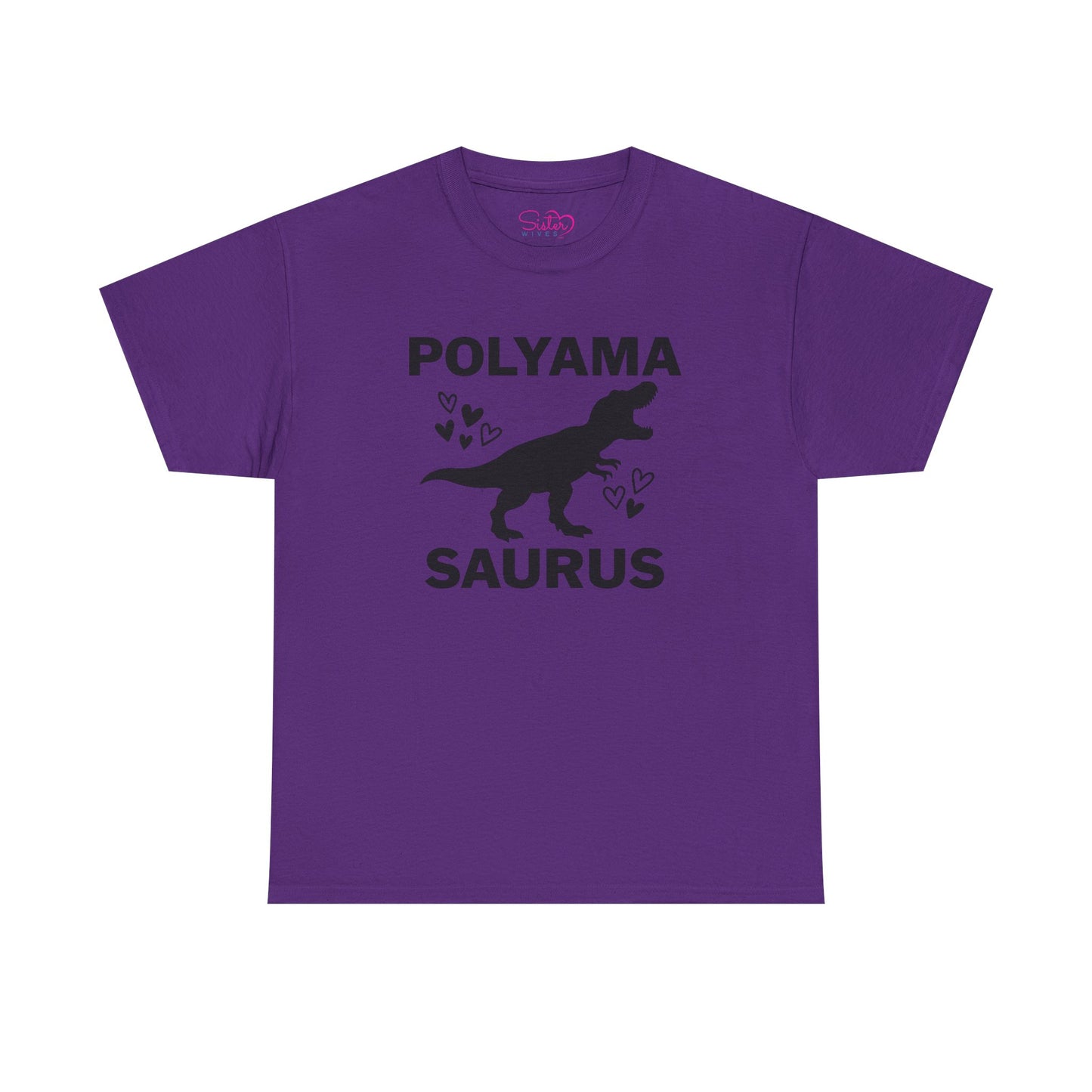 Polyama Saurus Dinosaur Polyamorous Funny Unisex Heavy Cotton Tee - Fun Dinosaur Shirt for Adults, Gift for Birthdays, Parties, Family Outings, Casual Wear