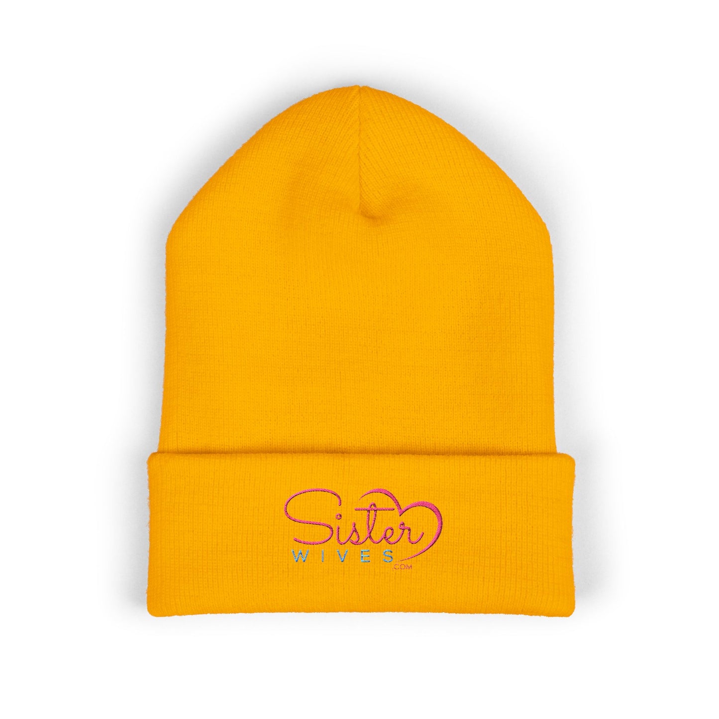 SisterWives Logo Embroidered Cuffed Beanie, Cozy Hat for Family Gatherings, Winter Wear, Holiday Gift, Fashion Accessory