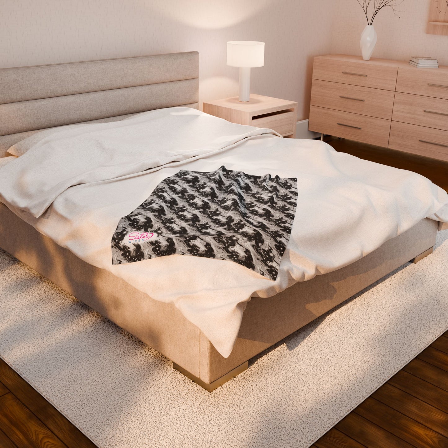 Sister Wives Black & White Cozy Velveteen Plush Blanket for Comfort & Warmth, Great for Home Decor, Gifts, Living Room, Couch, Bedroom