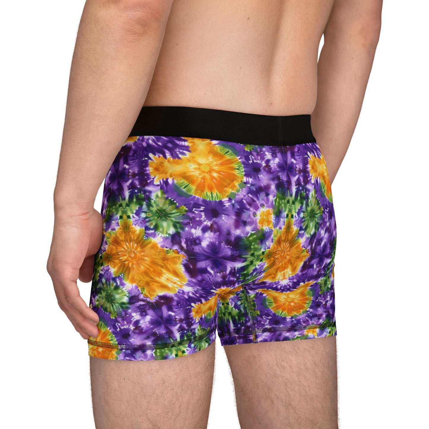 Mardi Gras Tie-Dye Men’s Boxer Briefs | Polyamory ENM Pride Underwear | Ethical Non-Monogamy Lifestyle Boxers | Colorful Festival-Inspired Men’s Underwear