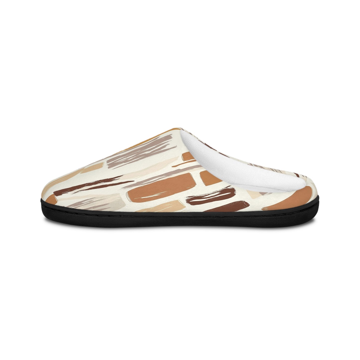 Men’s Neutral Boho Slippers – Abstract Earth Tone Indoor House Shoes | Modern Minimal Cozy Men’s Slippers | Non-Slip Loungewear