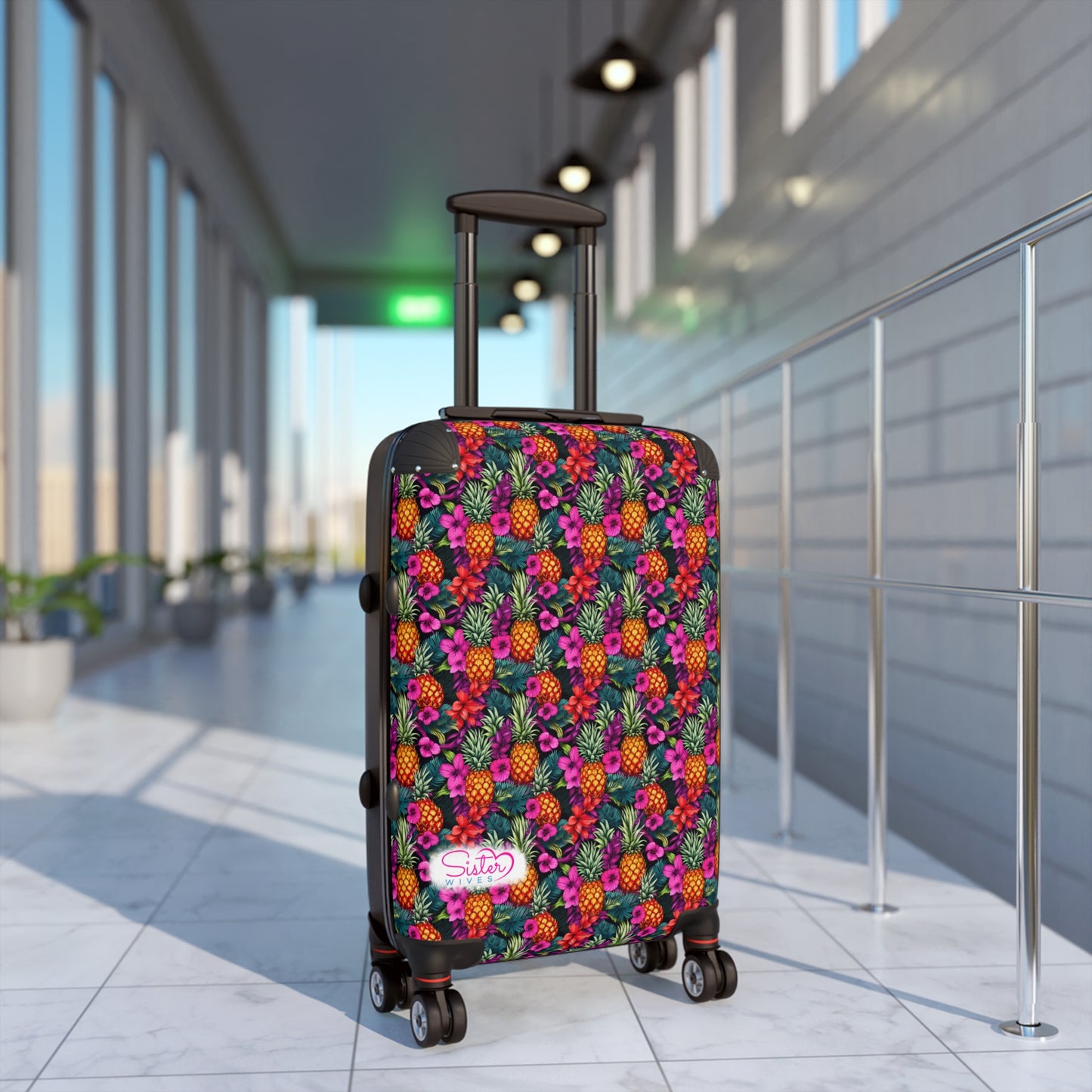 SisterWives Tropical Floral Pineapple Suitcase - Luggage, Travel Gear, Vacation Essential, Summer Adventure Bag, Stylish Travel Accessory
