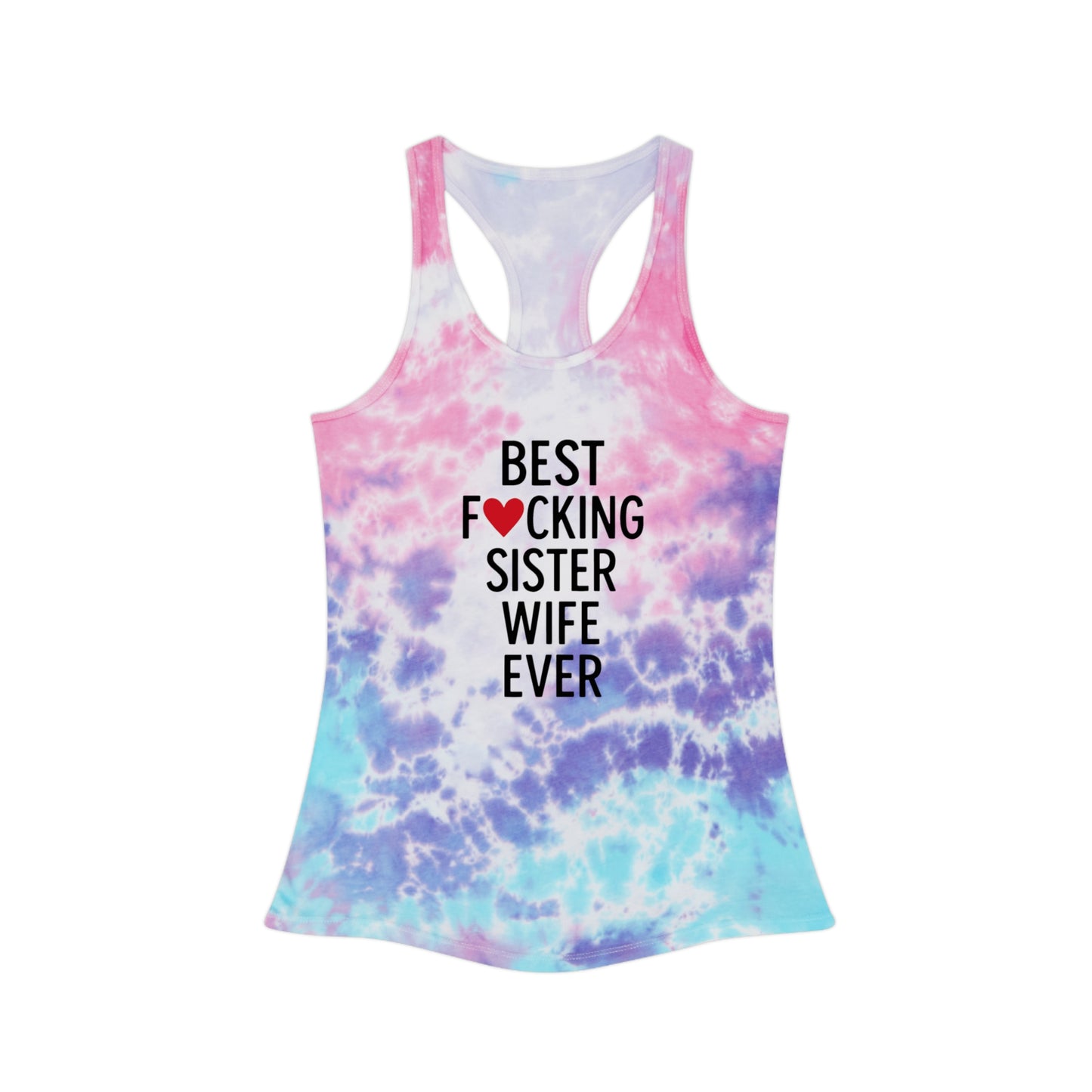 Best F*cking Sister Wife Light Blue Tie Dye Racerback Tank Top, Summer Fashion, Beach Wear, Casual Outfit, Festival Attire, Yoga Top