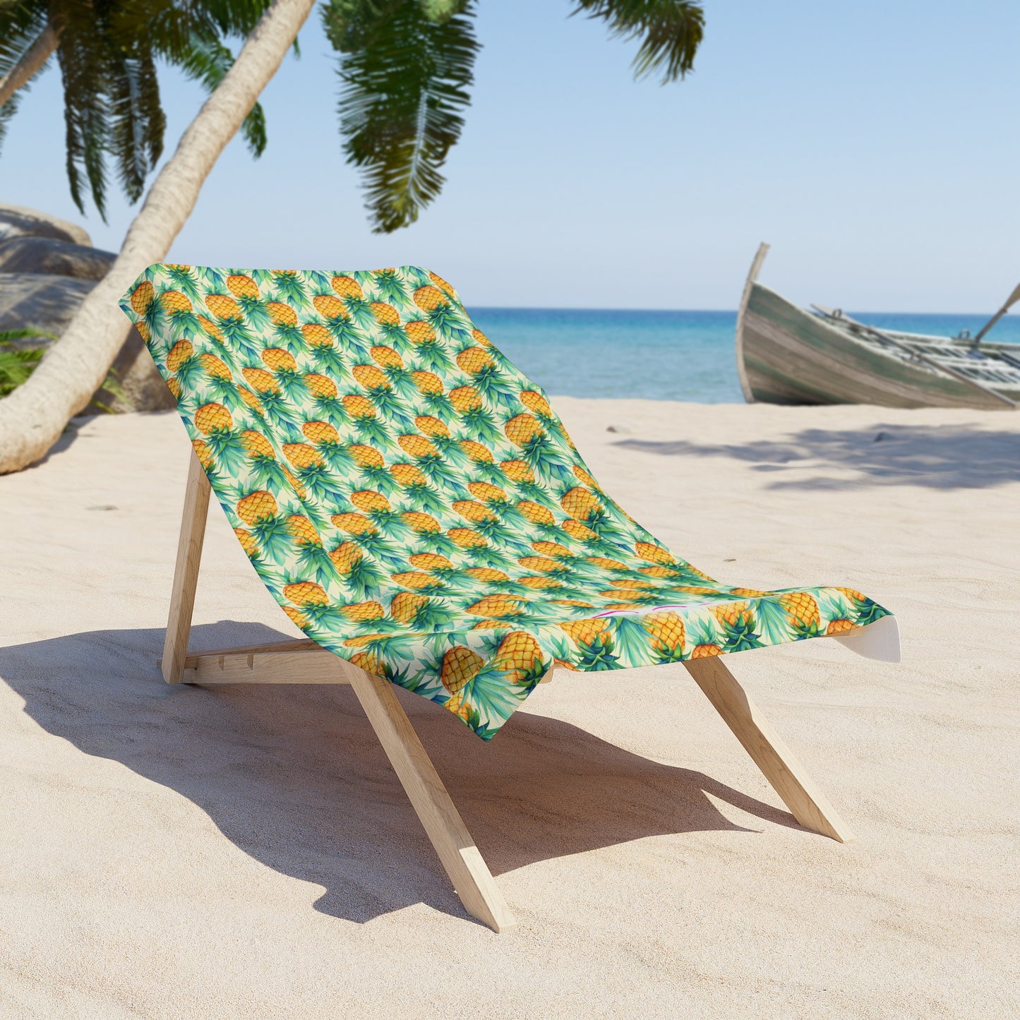 Upside-down Pineapple Natural Beach Towel Tropical Vibe Towel, Summer Vacation Poolside Essential, Beach Day Accessory