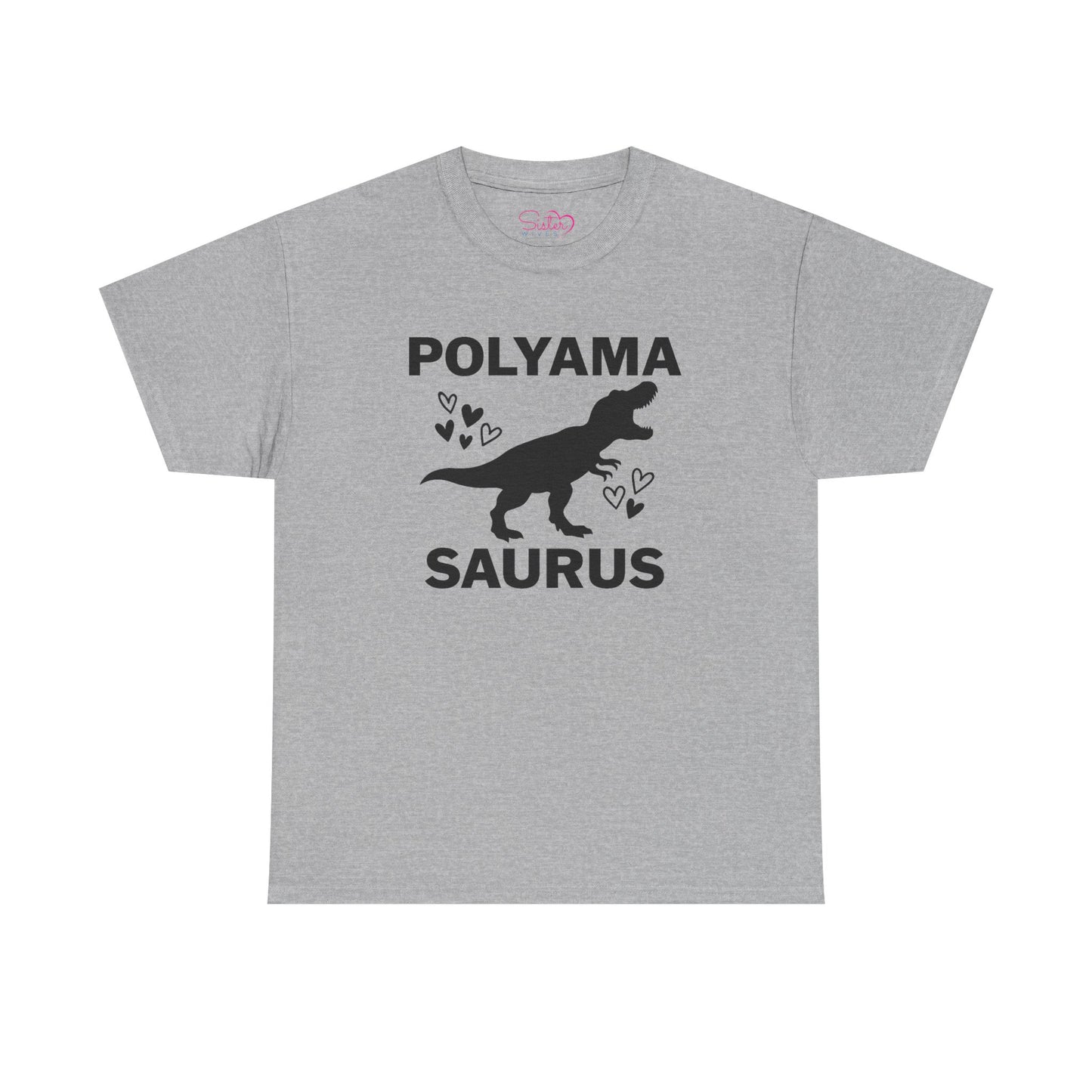Polyama Saurus Dinosaur Polyamorous Funny Unisex Heavy Cotton Tee - Fun Dinosaur Shirt for Adults, Gift for Birthdays, Parties, Family Outings, Casual Wear