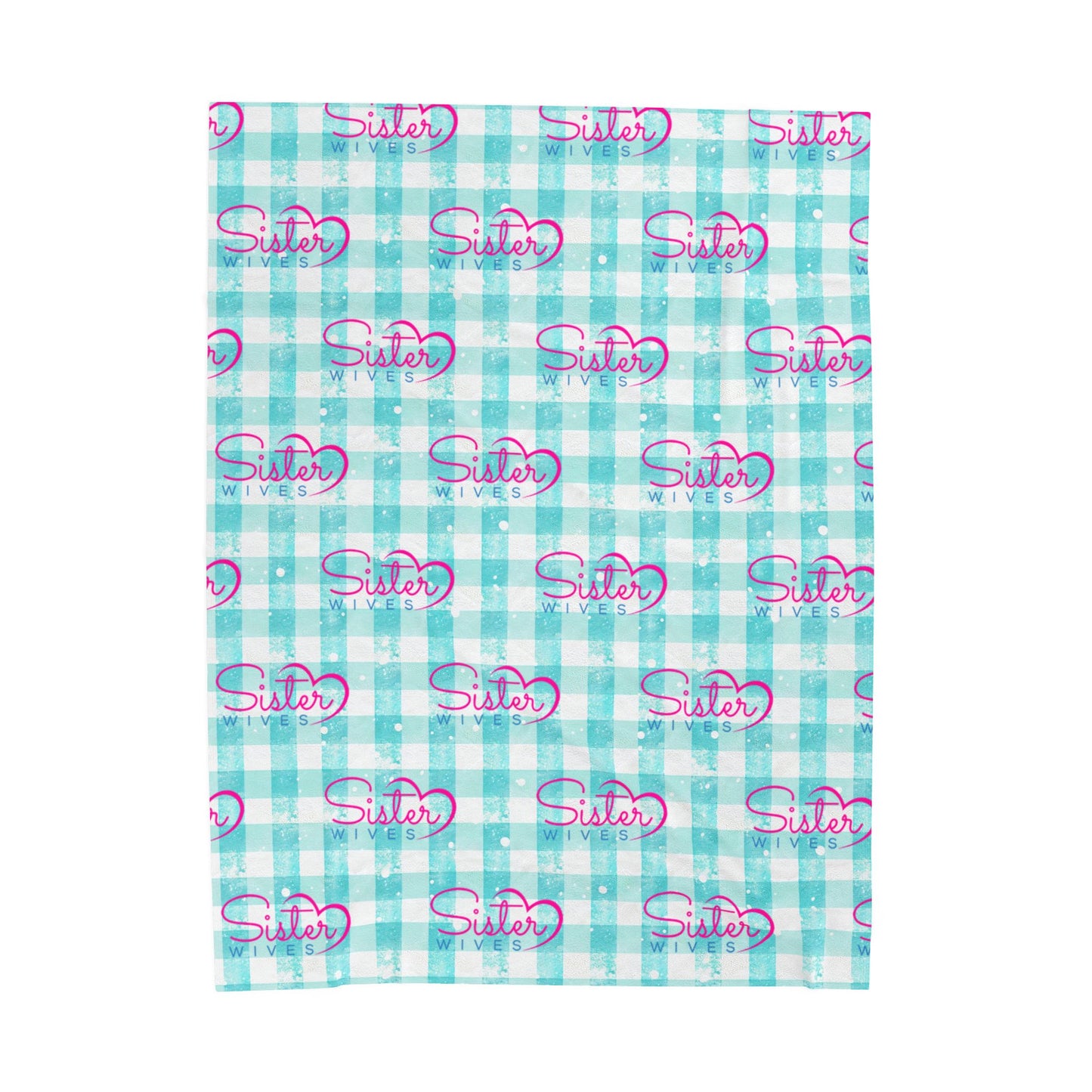 Sister Wives Light Blue Gingham Velveteen Plush Blanket