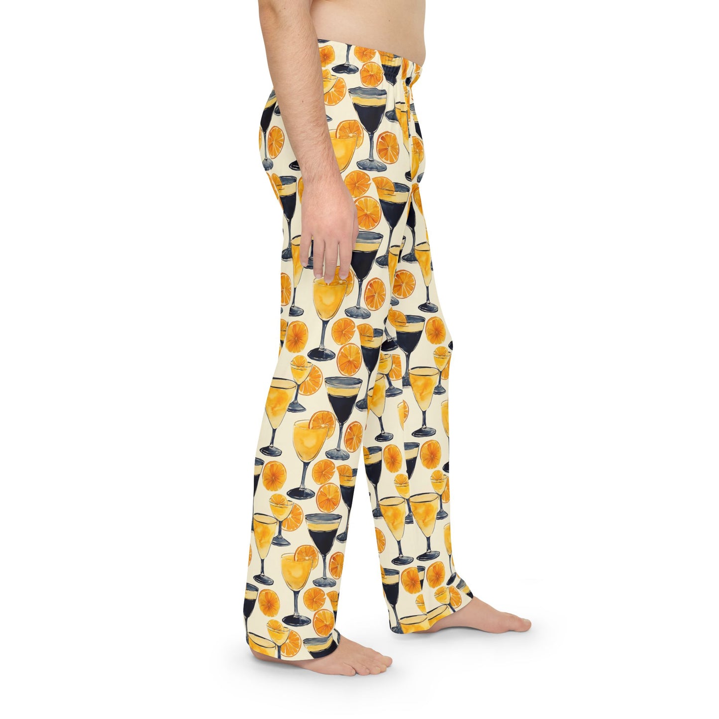 Men’s Citrus Cocktail Pajama Pants | Citrus Martini Lounge Pants | Playful Bar Cart Sleepwear | Polyamory & ENM Friendly
