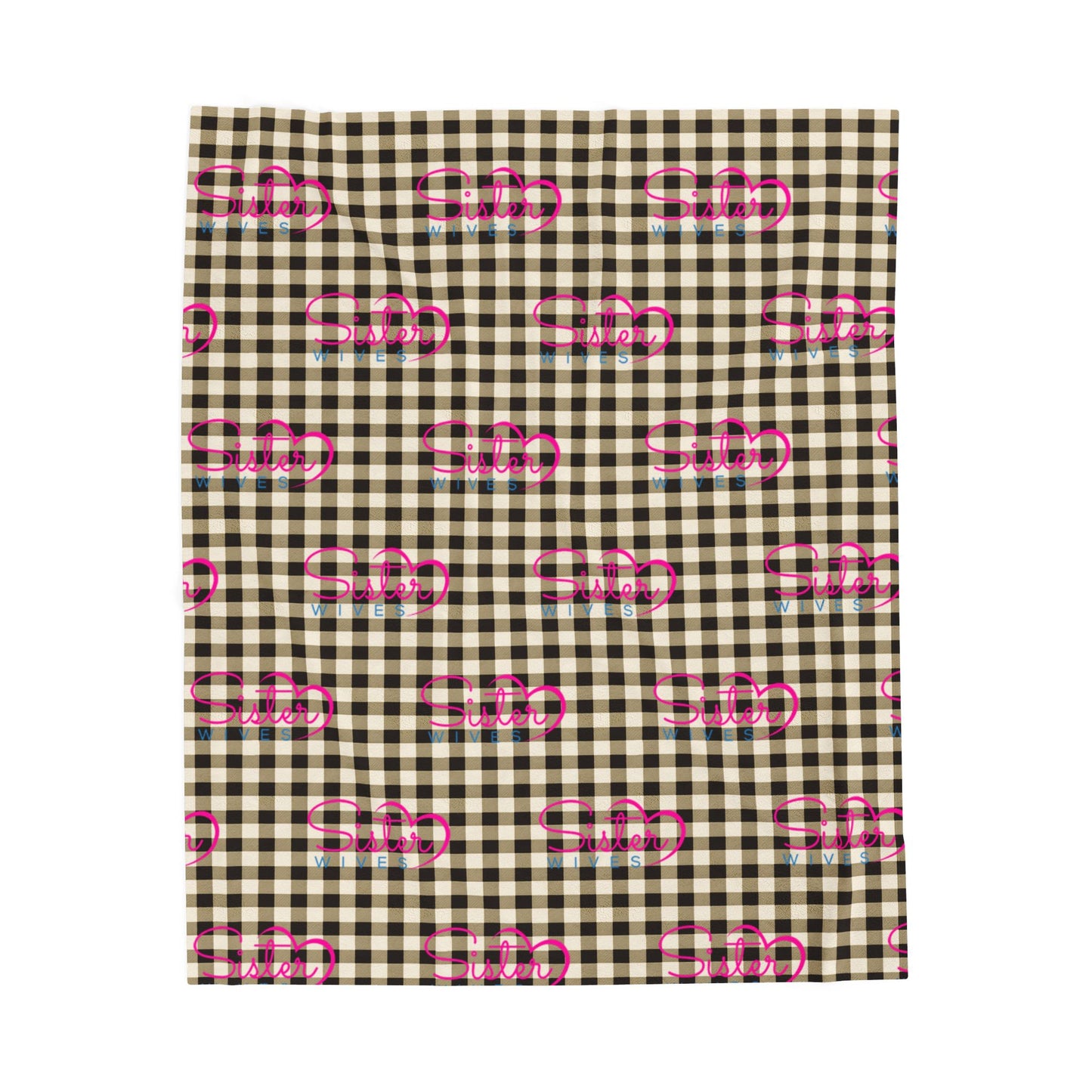 Sister Wives Black & White Checkered Velveteen Plush Blanket