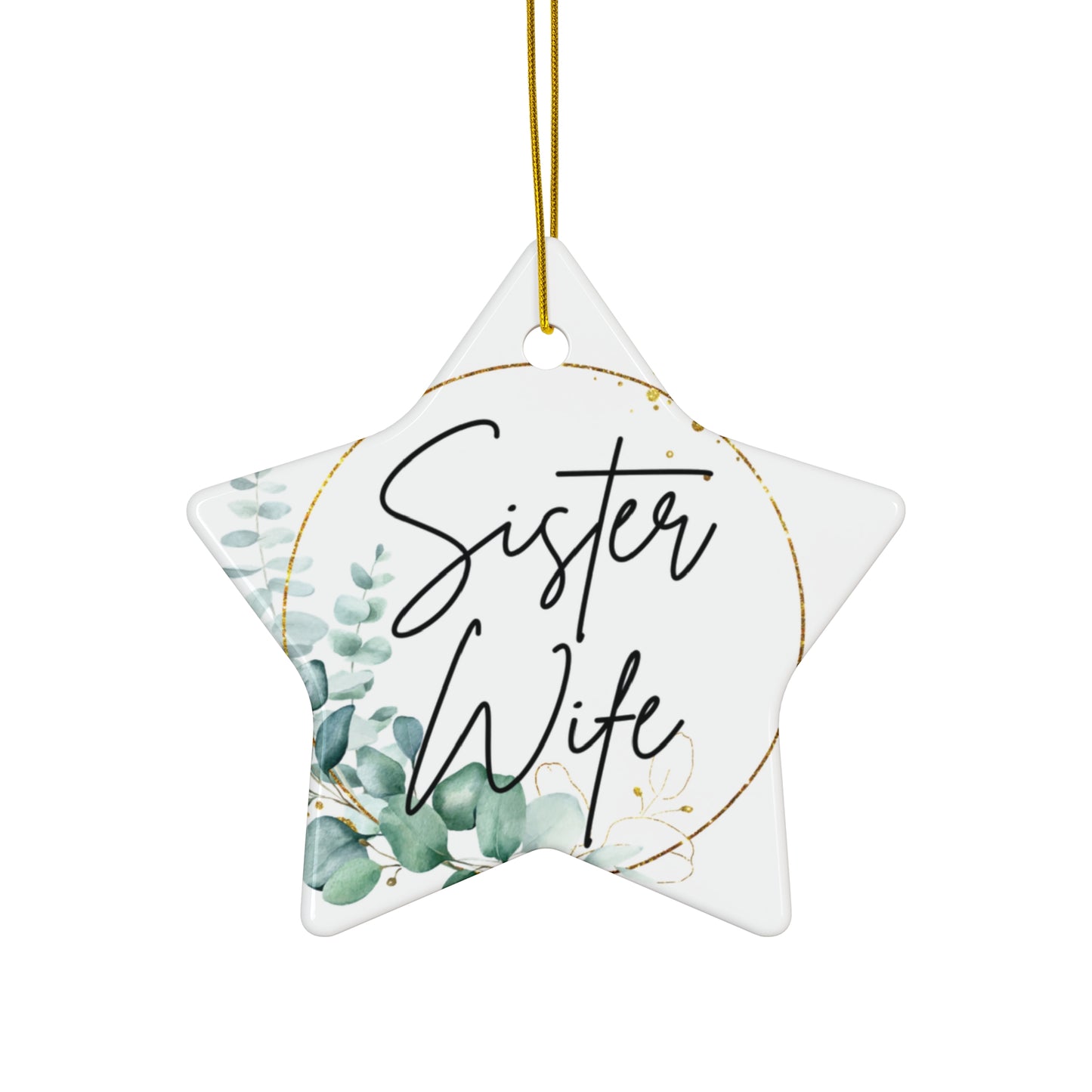 Sister Wife Floral Ceramic Ornament, Personalized Holiday Decor, Family Gift, Christmas Decoration, Home Ornament