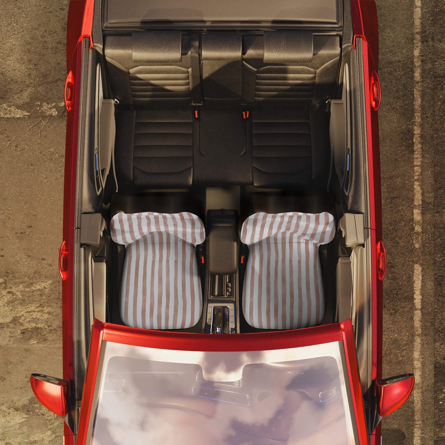 Dusty Pink Stripe Car Seat Covers – Minimalist Boho Auto Decor | Polyamory & ENM Friendly