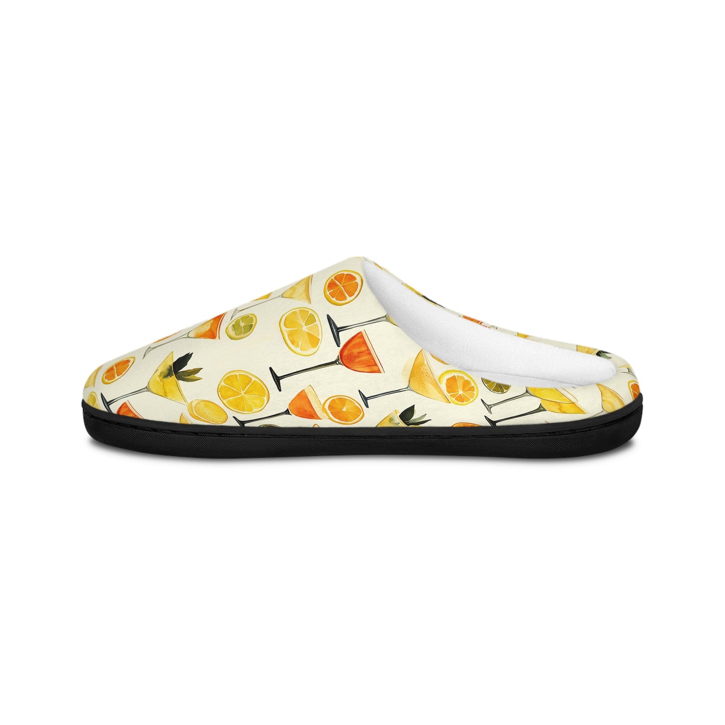 Men’s Cocktail Slippers – Citrus Martini Indoor House Shoes | Polyamory ENM Lifestyle Loungewear | Cozy Non-Slip Slippers