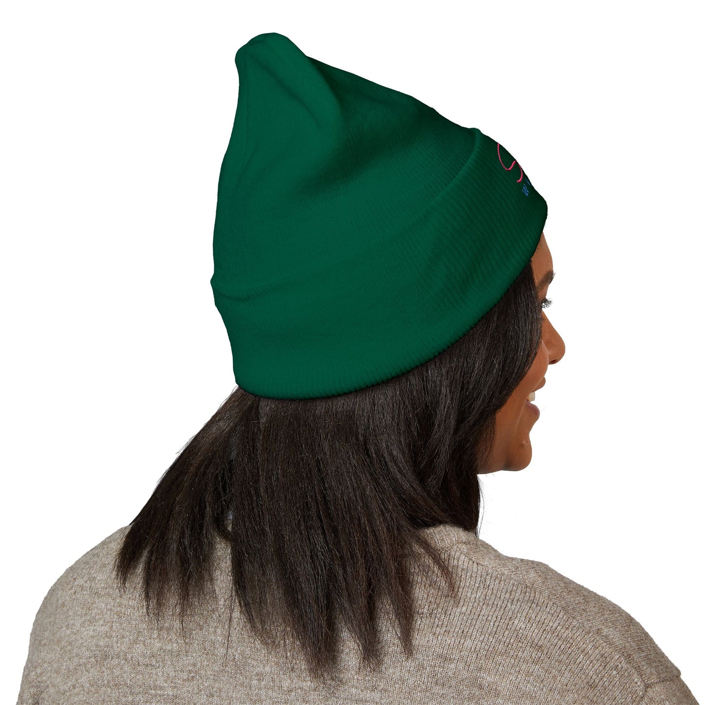 SisterWives Logo Embroidered Cuffed Beanie, Cozy Hat for Family Gatherings, Winter Wear, Holiday Gift, Fashion Accessory