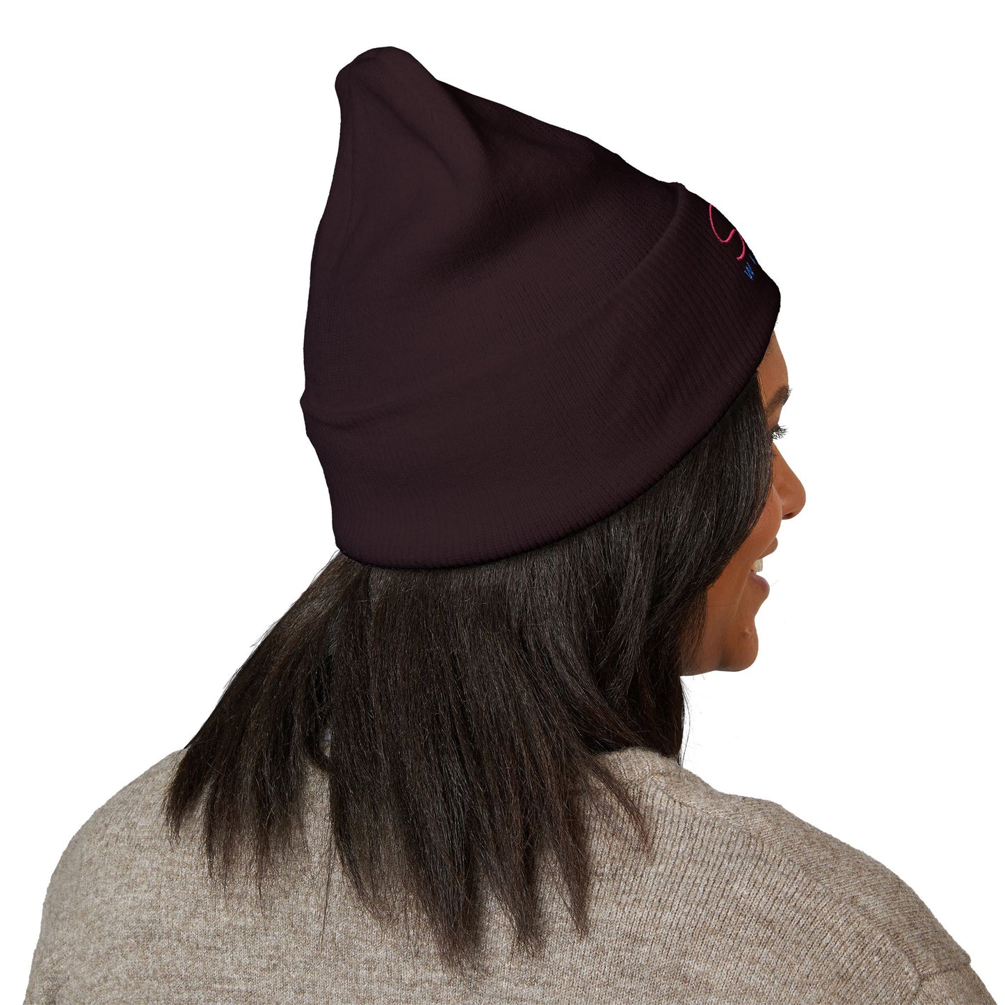 SisterWives Logo Embroidered Cuffed Beanie, Cozy Hat for Family Gatherings, Winter Wear, Holiday Gift, Fashion Accessory