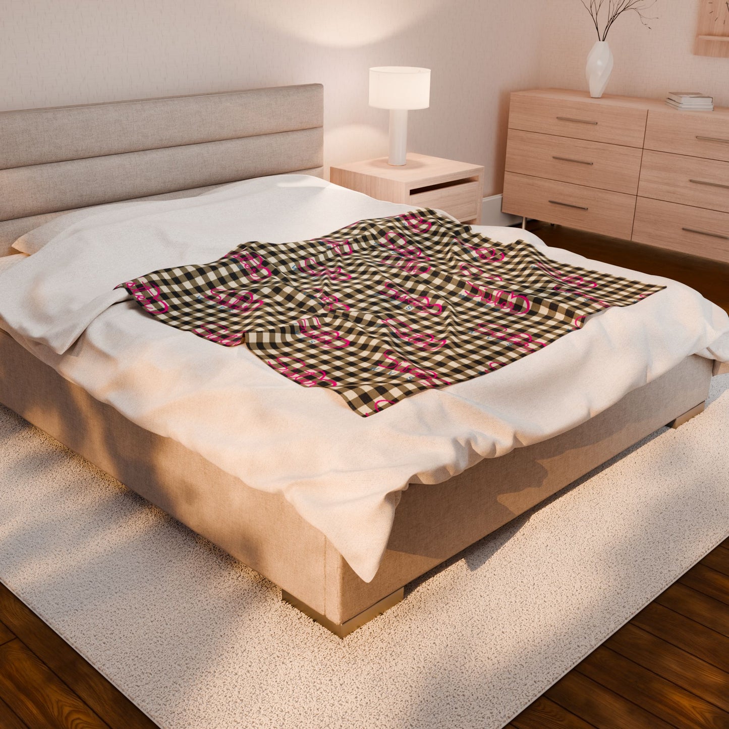 Sister Wives Black & White Checkered Velveteen Plush Blanket