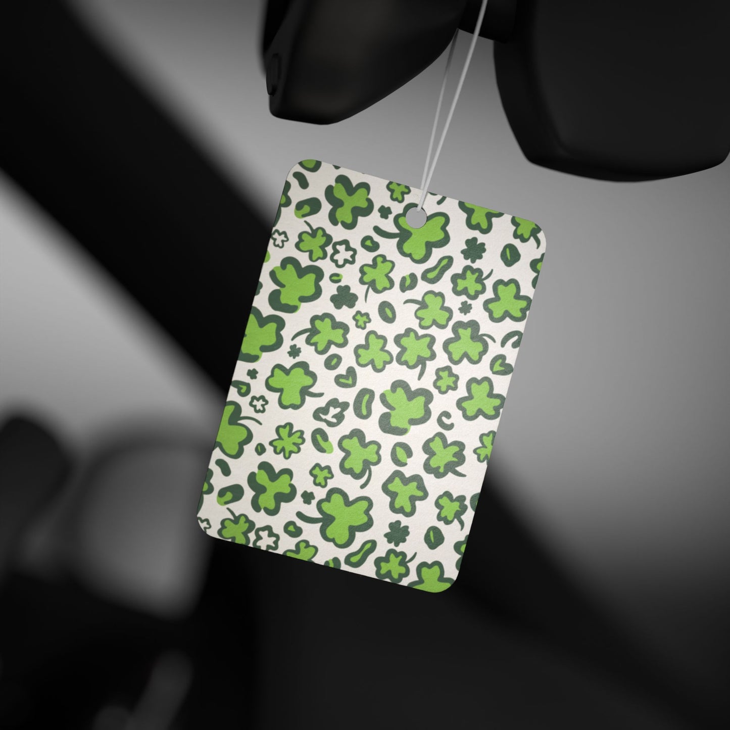 Green Clover Car Air Freshener – Lucky Retro Aesthetic Hanging Diffuser | Pine, New Car & Black Ice Scents