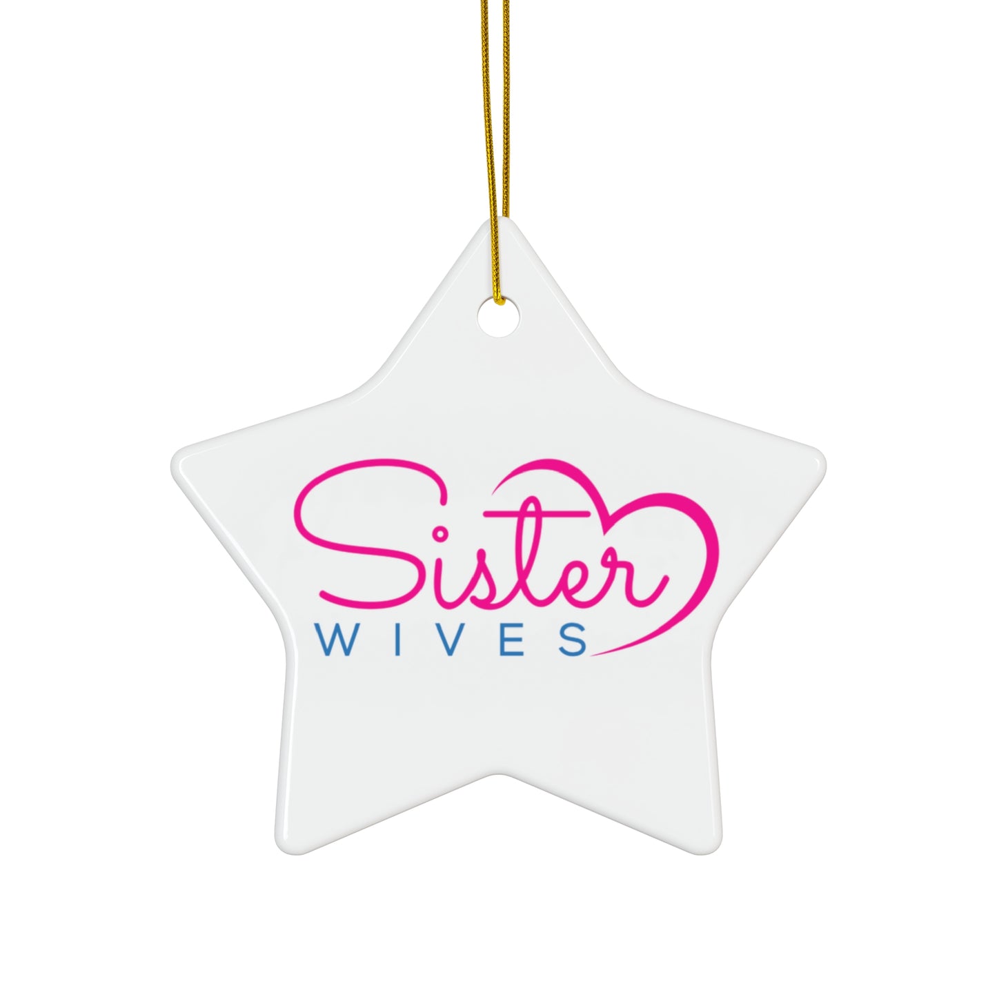 Sister Wife Logo Ceramic Ornament, Personalized Holiday Decor, Family Gift, Christmas Decoration, Home Ornament
