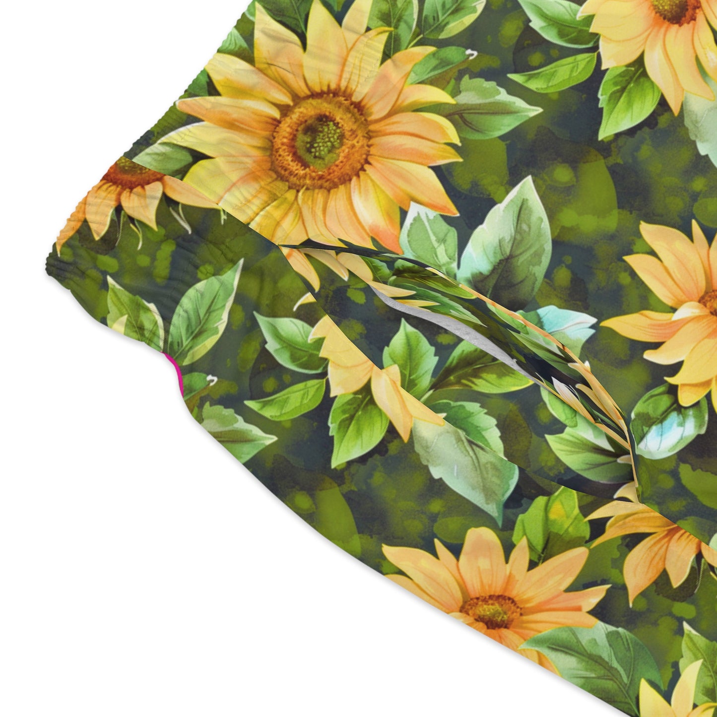 Men’s Sunflower & Daisy Swim Trunks – Bright Floral Summer Swim Shorts, ENM Polyamory Friendly Beach Board Shorts, Fast-Dry