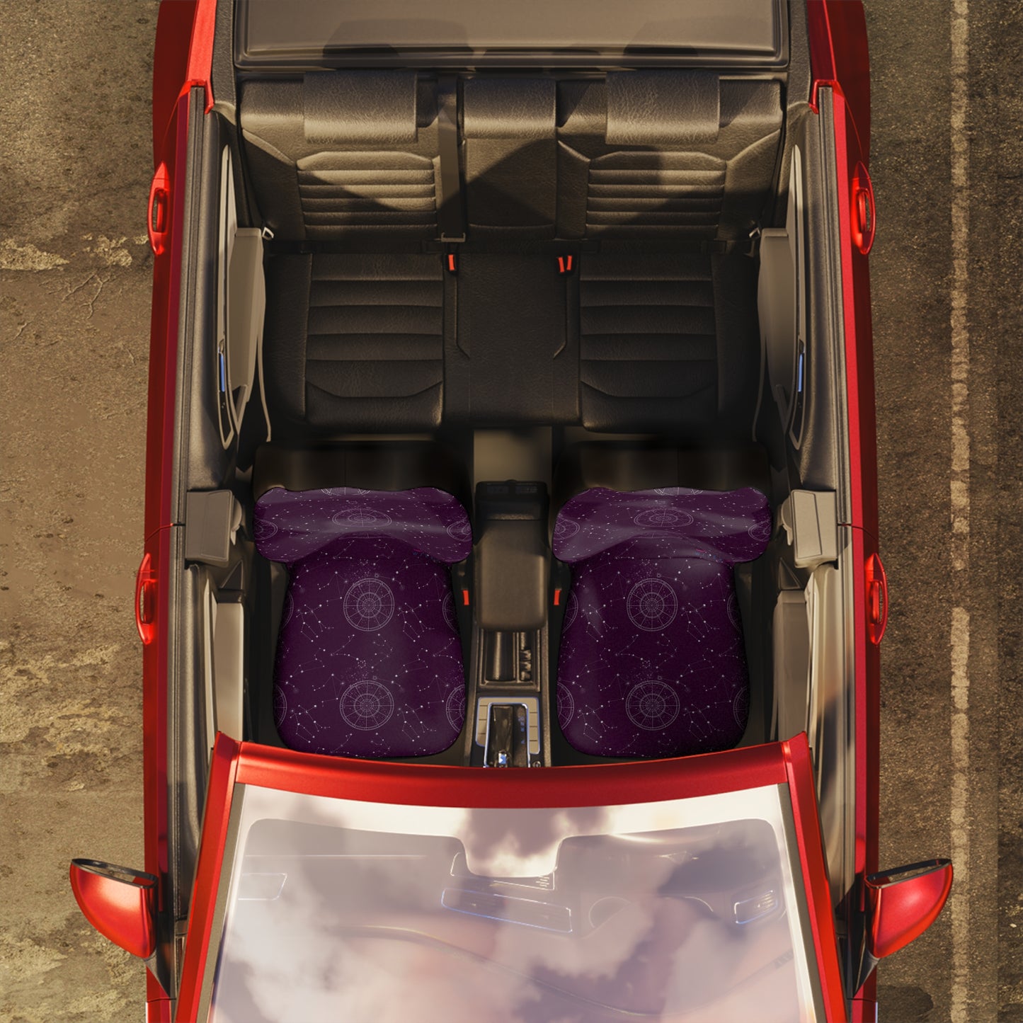 Celestial Polyamory Car Seat Covers – Astrology & Cosmic Interior Decor | ENM, Non-Monogamy & Pride-Friendly Auto Accessories