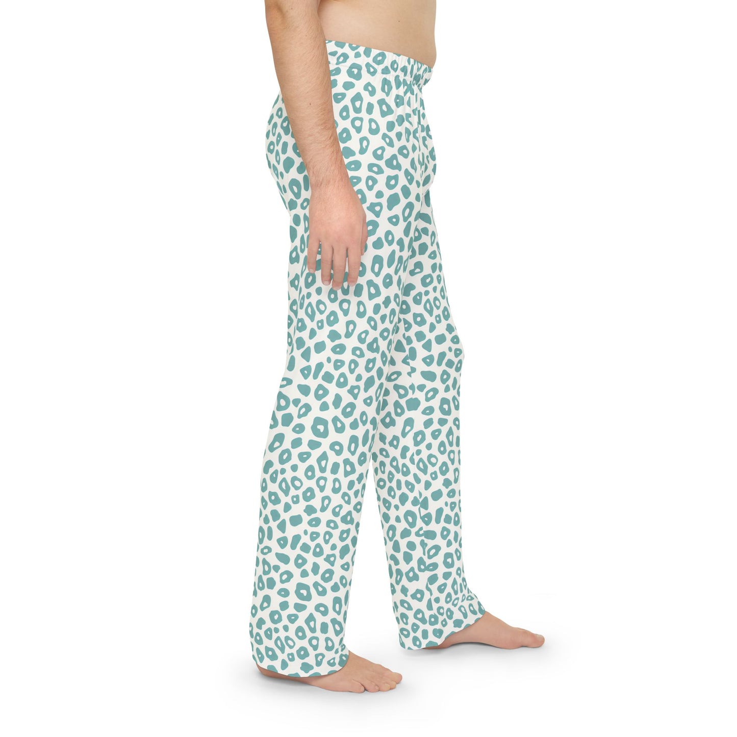 Men's Light Blue Leopard Print Pajama Pants Men’s Boho Abstract Pajama Pants | Teal & Blue Modern Lounge Pants | Polyamory & ENM Friendly Sleepwear | Soft Cozy Gift