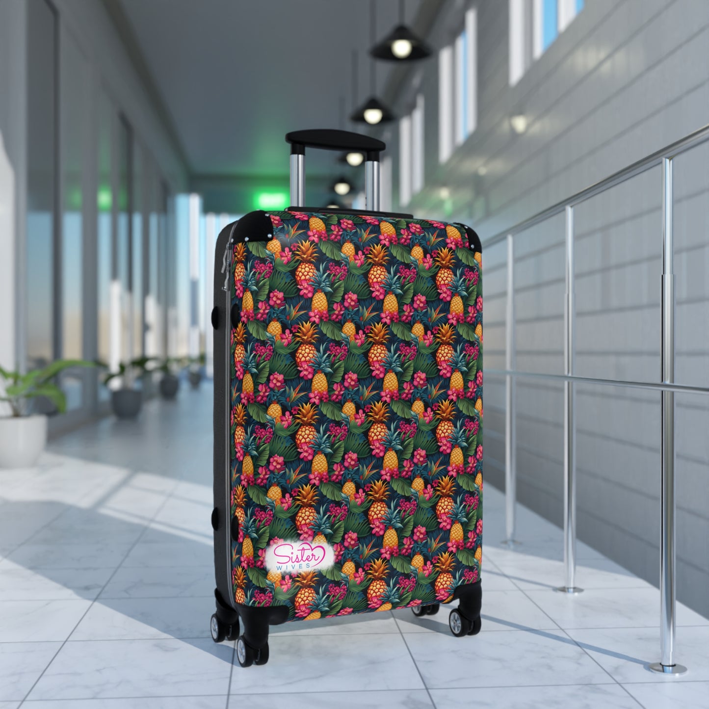 SisterWives Tropical Pineapple Suitcase - Luggage, Travel Gear, Vacation Essential, Summer Adventure Bag, Stylish Travel Accessory