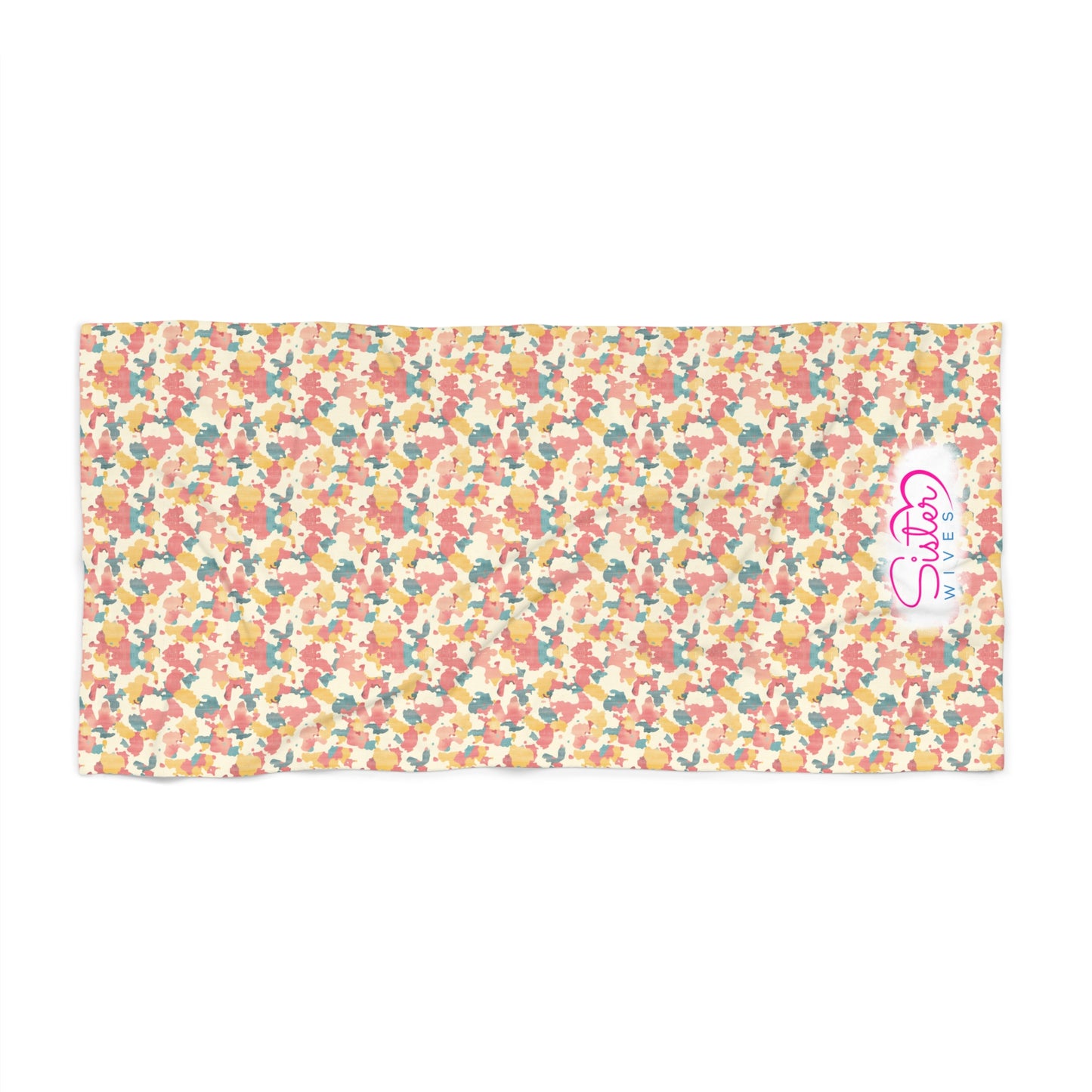 Pastel Camo Beach Towel | Polyamory & ENM Friendly | Soft Aesthetic Pool & Beach Towel | Cruise, Resort & Pride Travel Towel | Sisterwives Collection