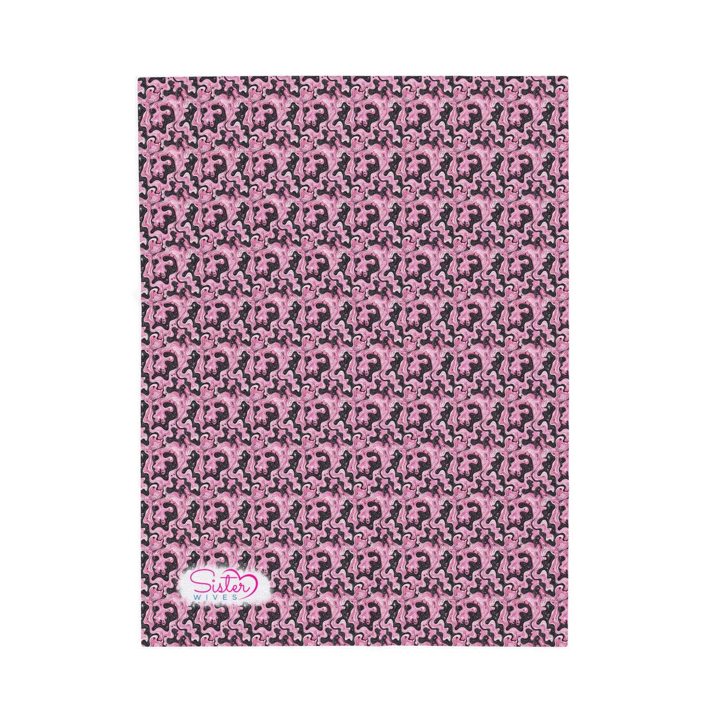 Sister Wives Pink & Black Oil Slick Cozy Velveteen Plush Blanket for Comfort & Warmth, Great for Home Decor, Gifts, Living Room, Couch, Bedroom