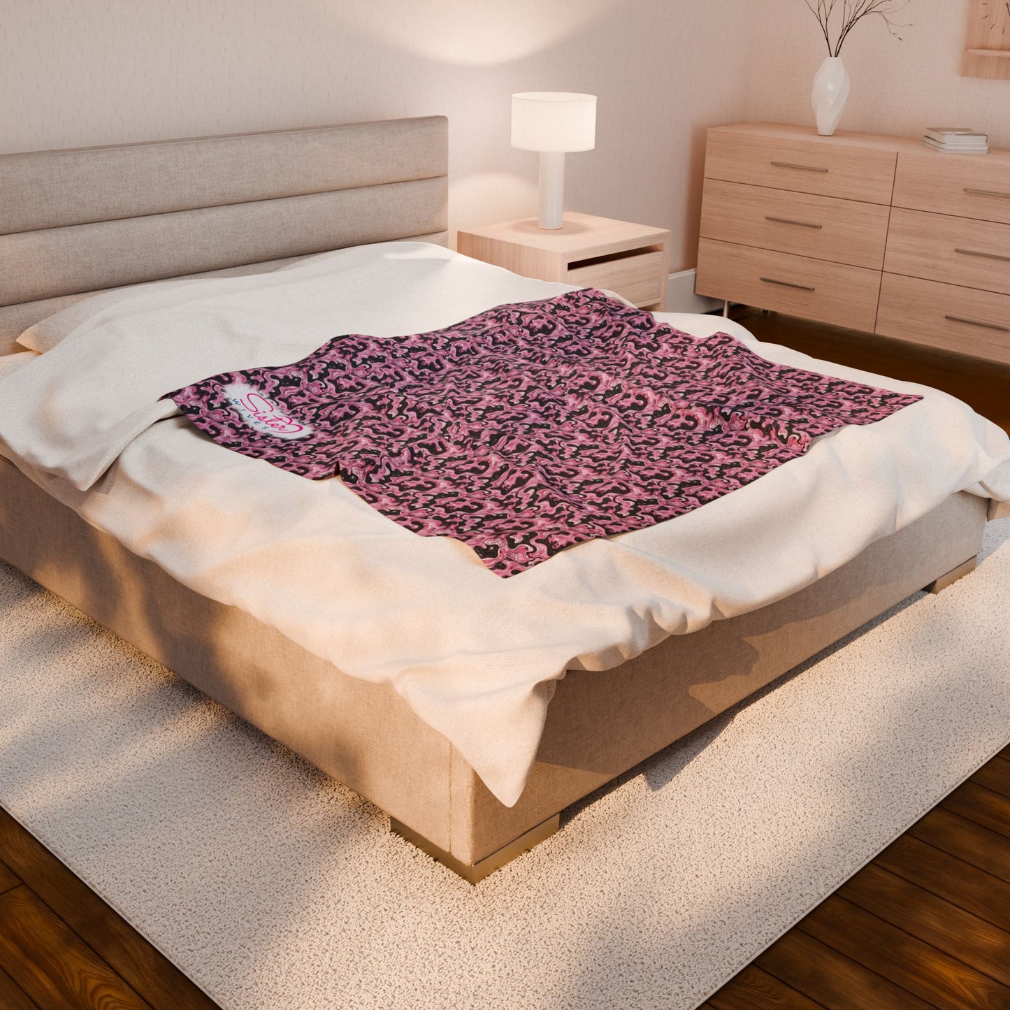 Sister Wives Pink & Black Oil Slick Cozy Velveteen Plush Blanket for Comfort & Warmth, Great for Home Decor, Gifts, Living Room, Couch, Bedroom