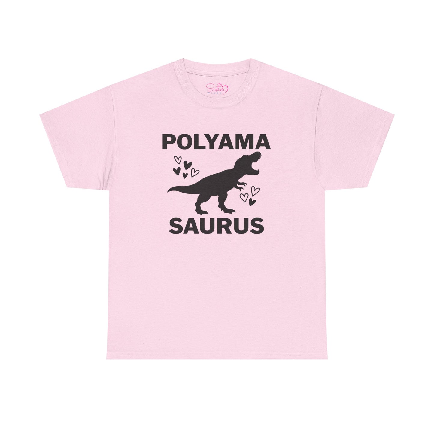 Polyama Saurus Dinosaur Polyamorous Funny Unisex Heavy Cotton Tee - Fun Dinosaur Shirt for Adults, Gift for Birthdays, Parties, Family Outings, Casual Wear