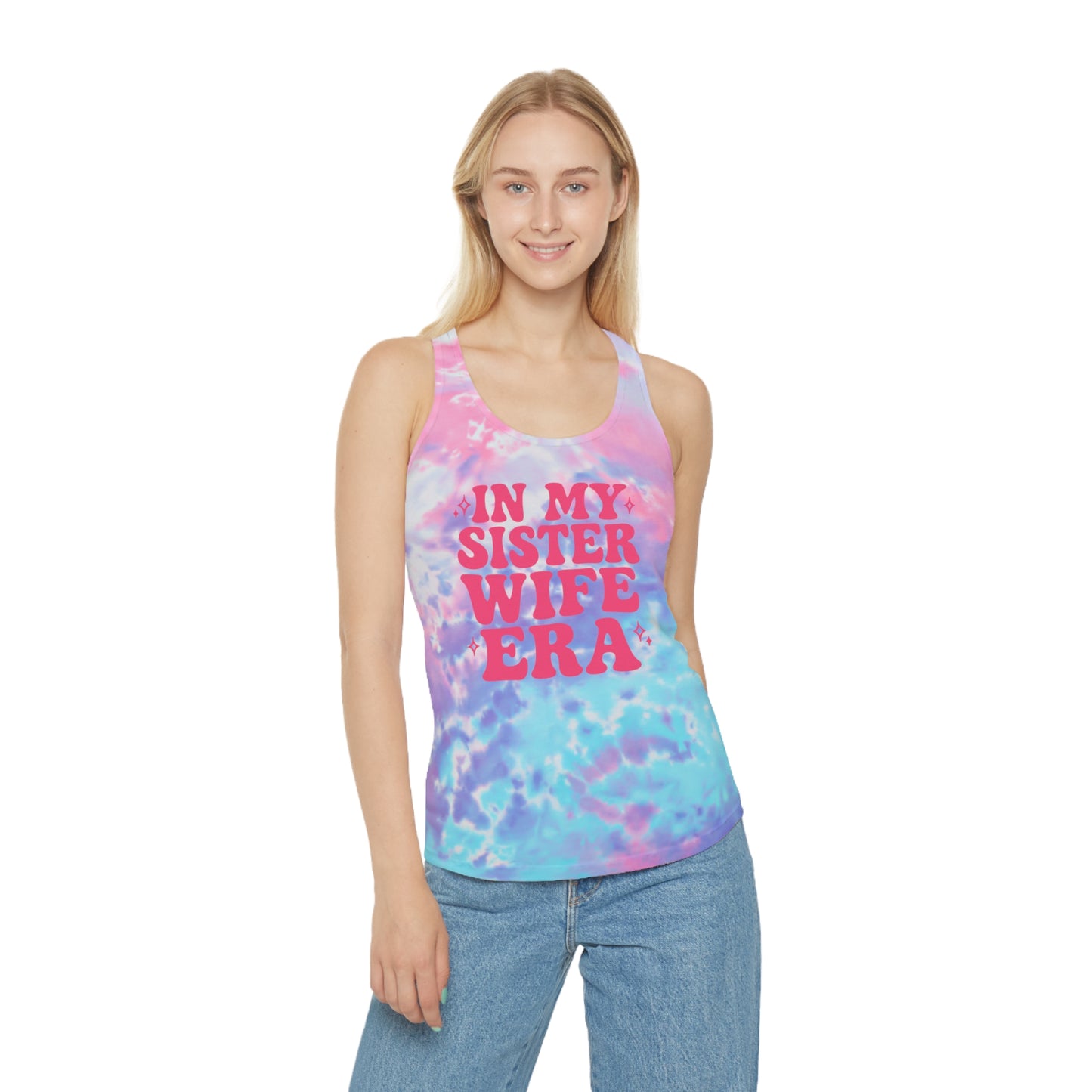Pink In My Sisterwife Era Tie-Dye Tank Top, Summer Casual Wear, Graphic Tee for Bachelorette, Birthday Gift, Festival Style Top, SisterWife Tank Top