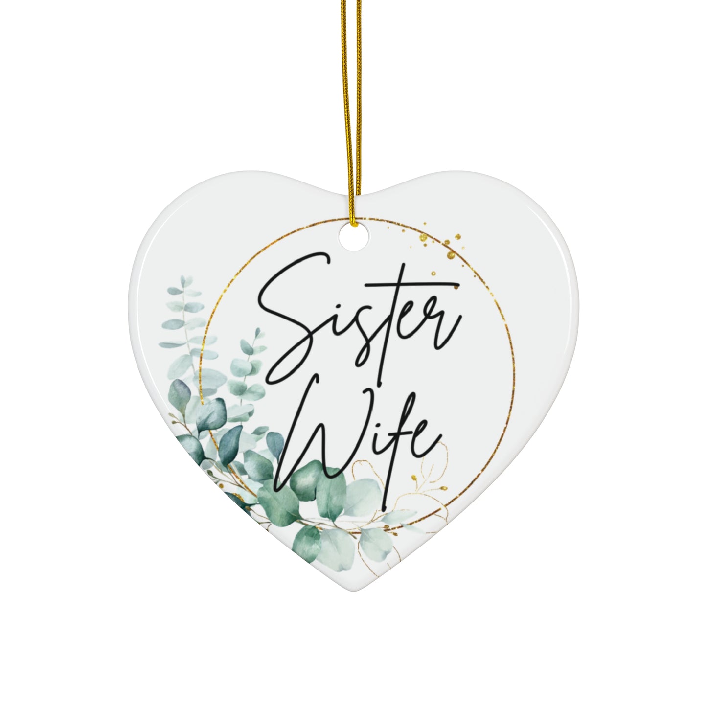 Sister Wife Floral Ceramic Ornament, Personalized Holiday Decor, Family Gift, Christmas Decoration, Home Ornament