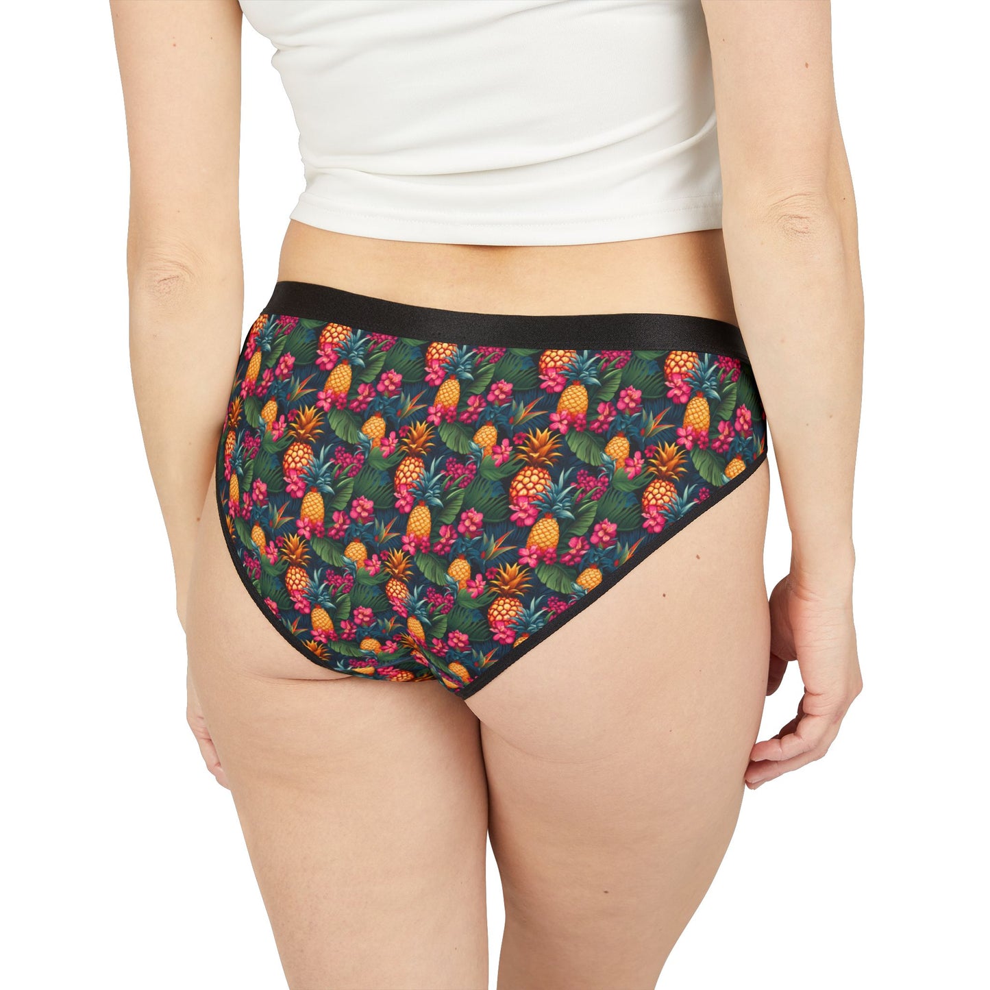 Sisterwives Tropical Pineapple & Floral Women’s Panties Vibrant Lingerie, Comfortable Underwear, Fun Gift for Her