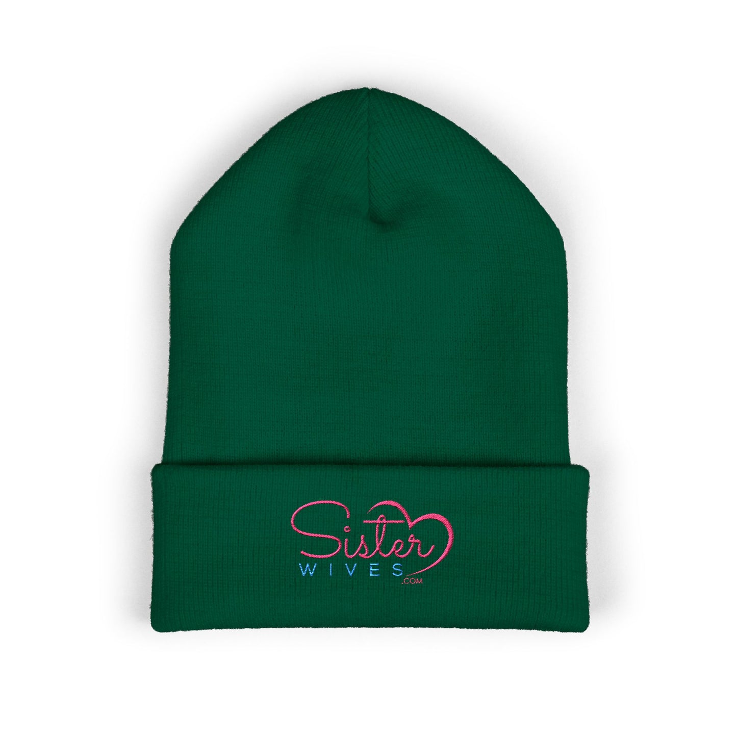 SisterWives Logo Embroidered Cuffed Beanie, Cozy Hat for Family Gatherings, Winter Wear, Holiday Gift, Fashion Accessory