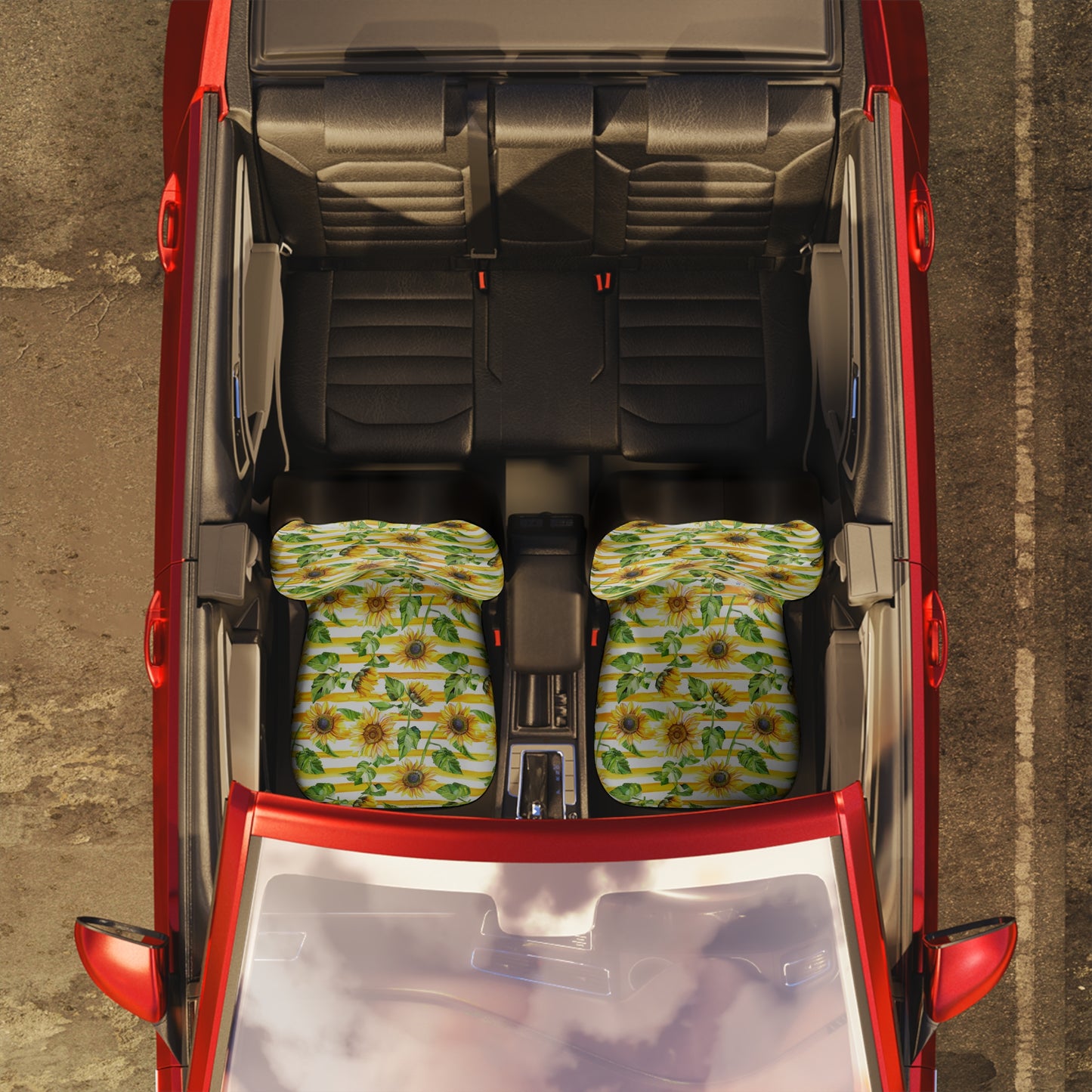 Sunflower Car Seat Covers – Floral Sunflower Auto Seat Covers, Cottagecore Car Interior Decor, Farmhouse Floral Vehicle Accessories