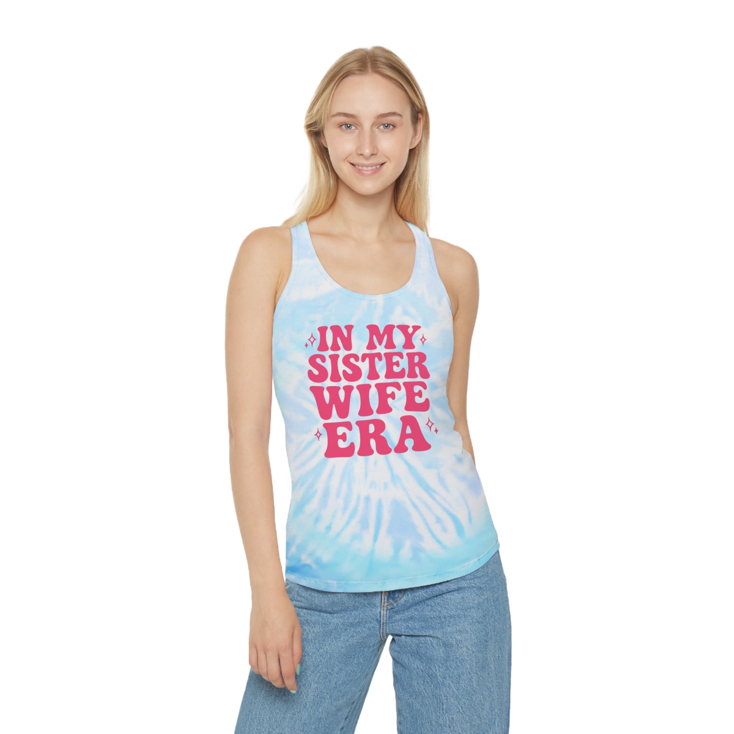 Pink In My Sisterwife Era Tie-Dye Tank Top, Summer Casual Wear, Graphic Tee for Bachelorette, Birthday Gift, Festival Style Top, SisterWife Tank Top
