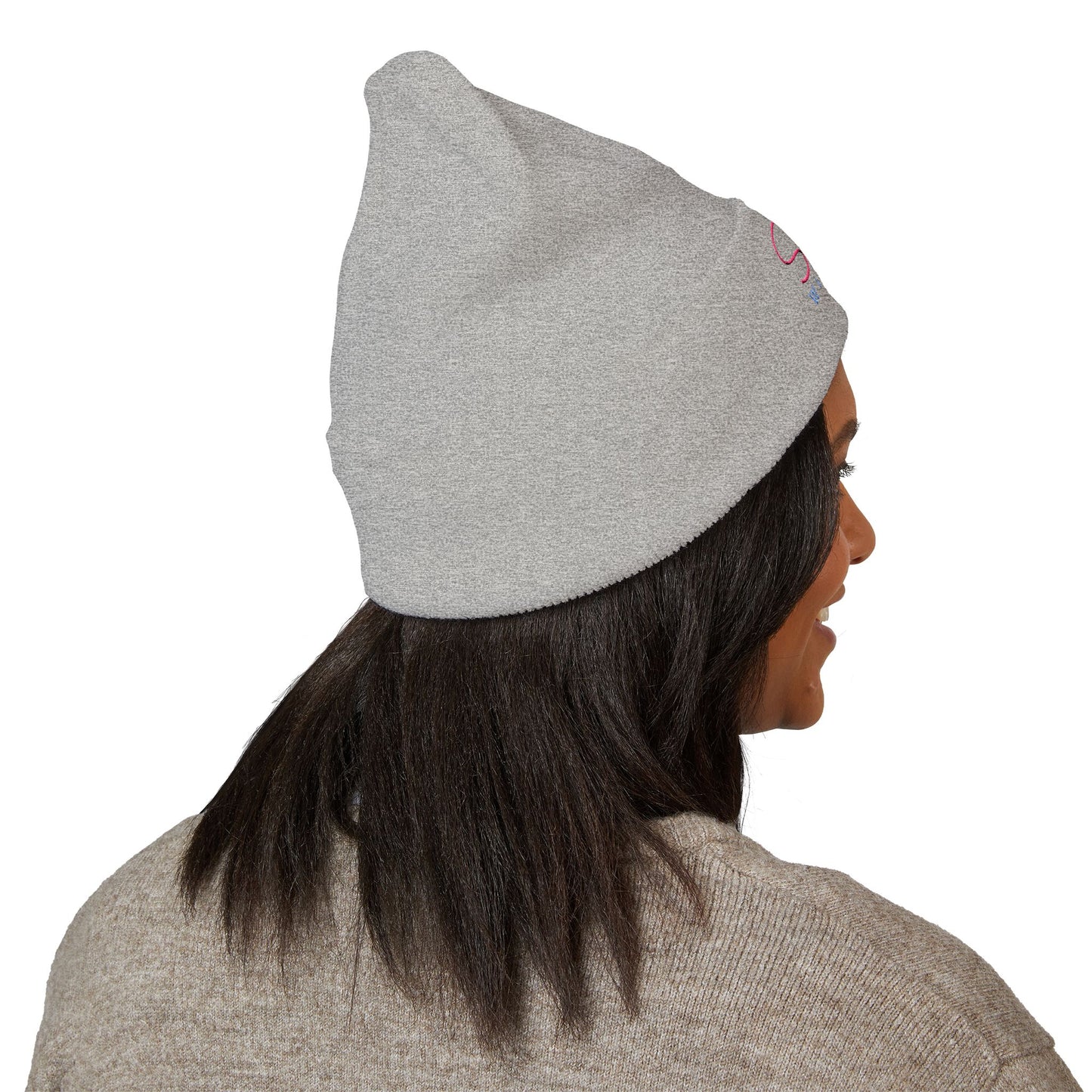SisterWives Logo Embroidered Cuffed Beanie, Cozy Hat for Family Gatherings, Winter Wear, Holiday Gift, Fashion Accessory