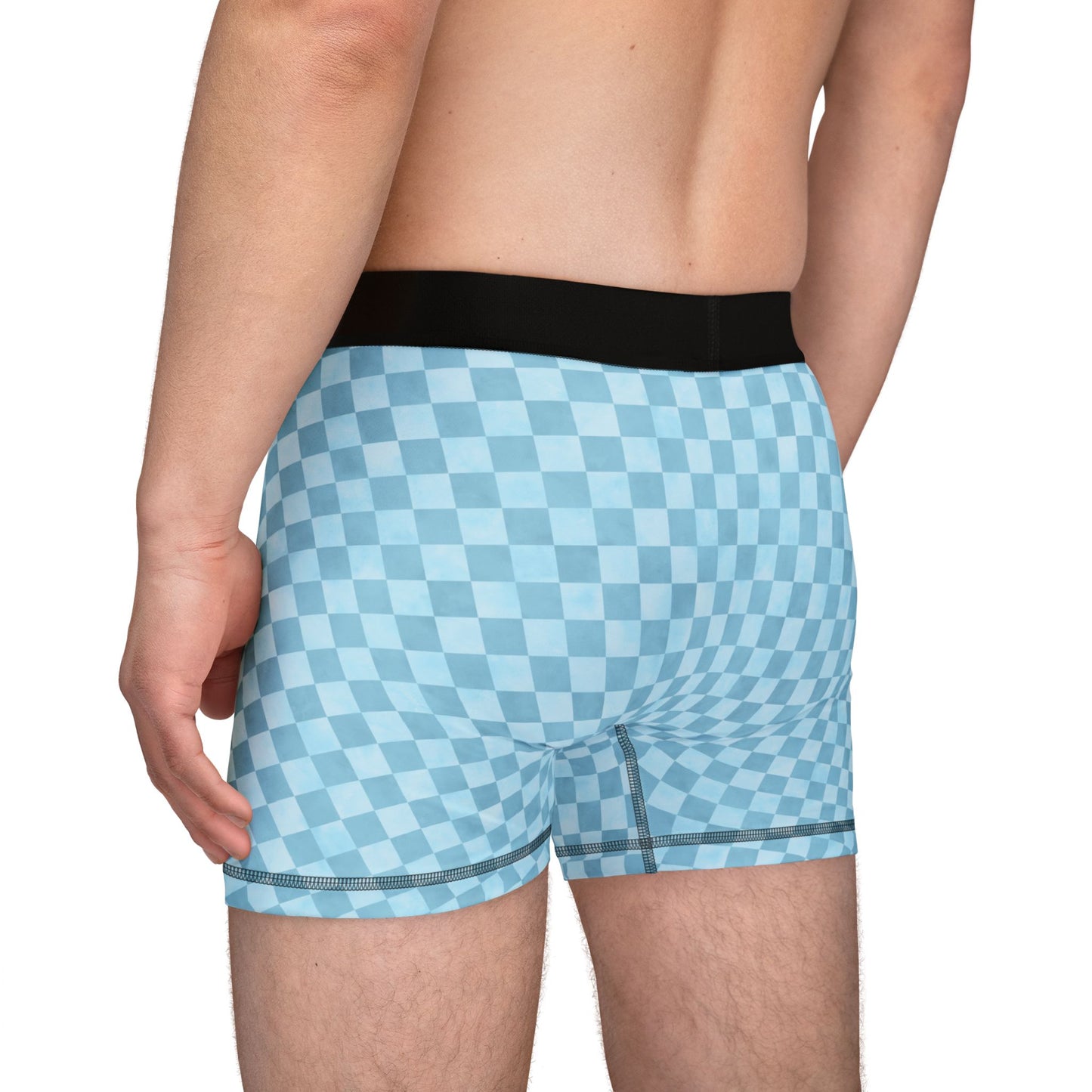 Blue Checker Men’s Boxer Briefs | Aesthetic Stretch Underwear | ENM & Polyamory Friendly Sisterwives Loungewear