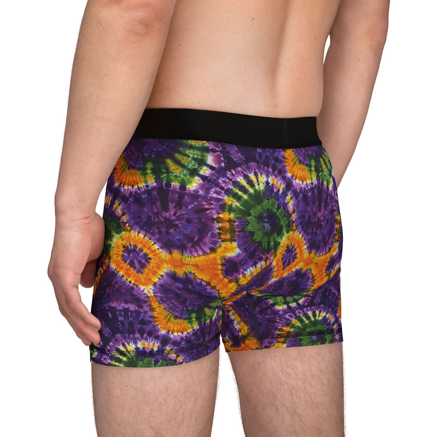 Mardi Gras Tie-Dye Men’s Boxer Briefs | Polyamory ENM Pride Underwear | Ethical Non-Monogamy Lifestyle Boxers | Colorful Festival-Inspired Men’s Underwear