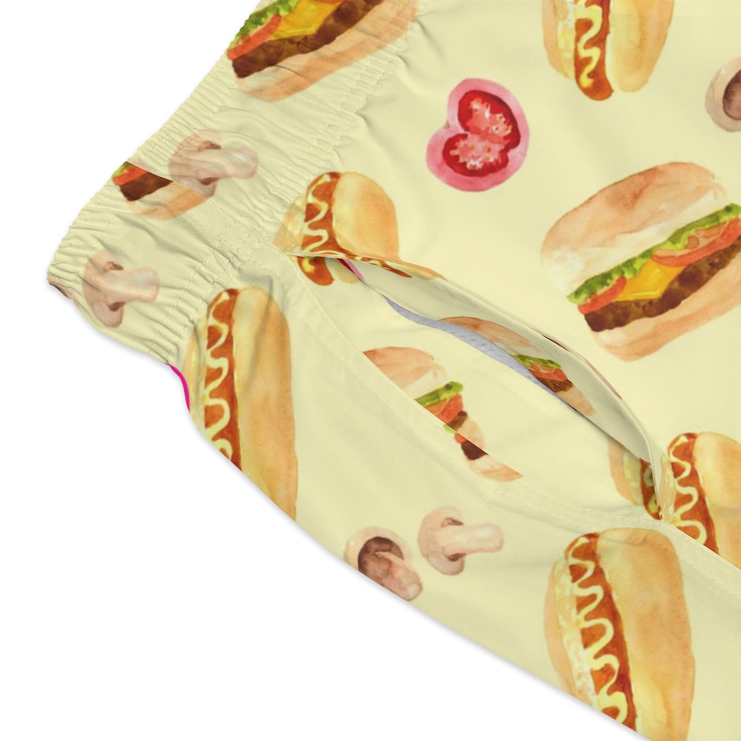 Men’s BBQ Swim Trunks – Grill & Cookout Boardshorts | Funny Food Print Swimwear | Fast-Dry Summer Swim Shorts