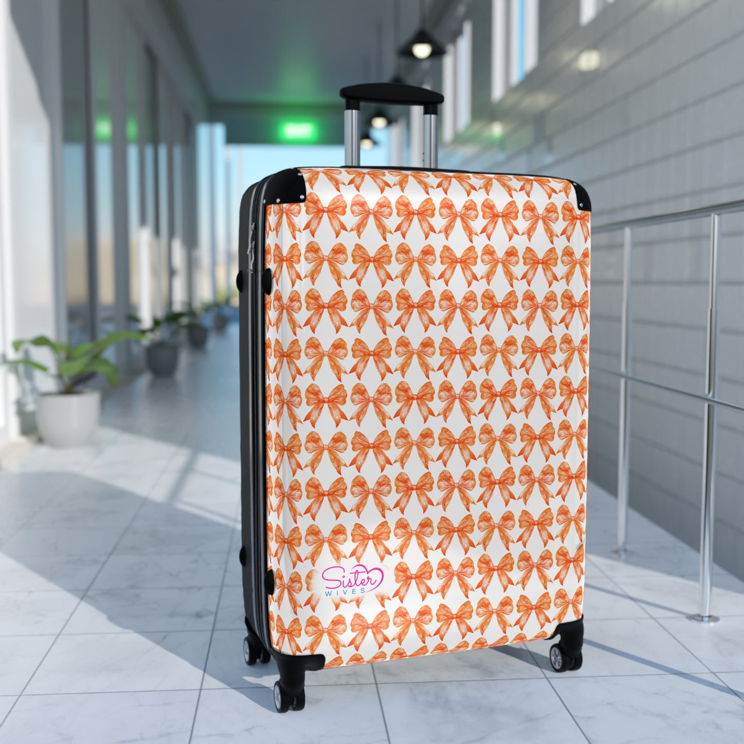 Coquette Orange Bows Sisterwives Suitcase - Luggage, Travel Gear, Vacation Essential, Summer Adventure Bag, Stylish Travel Accessory