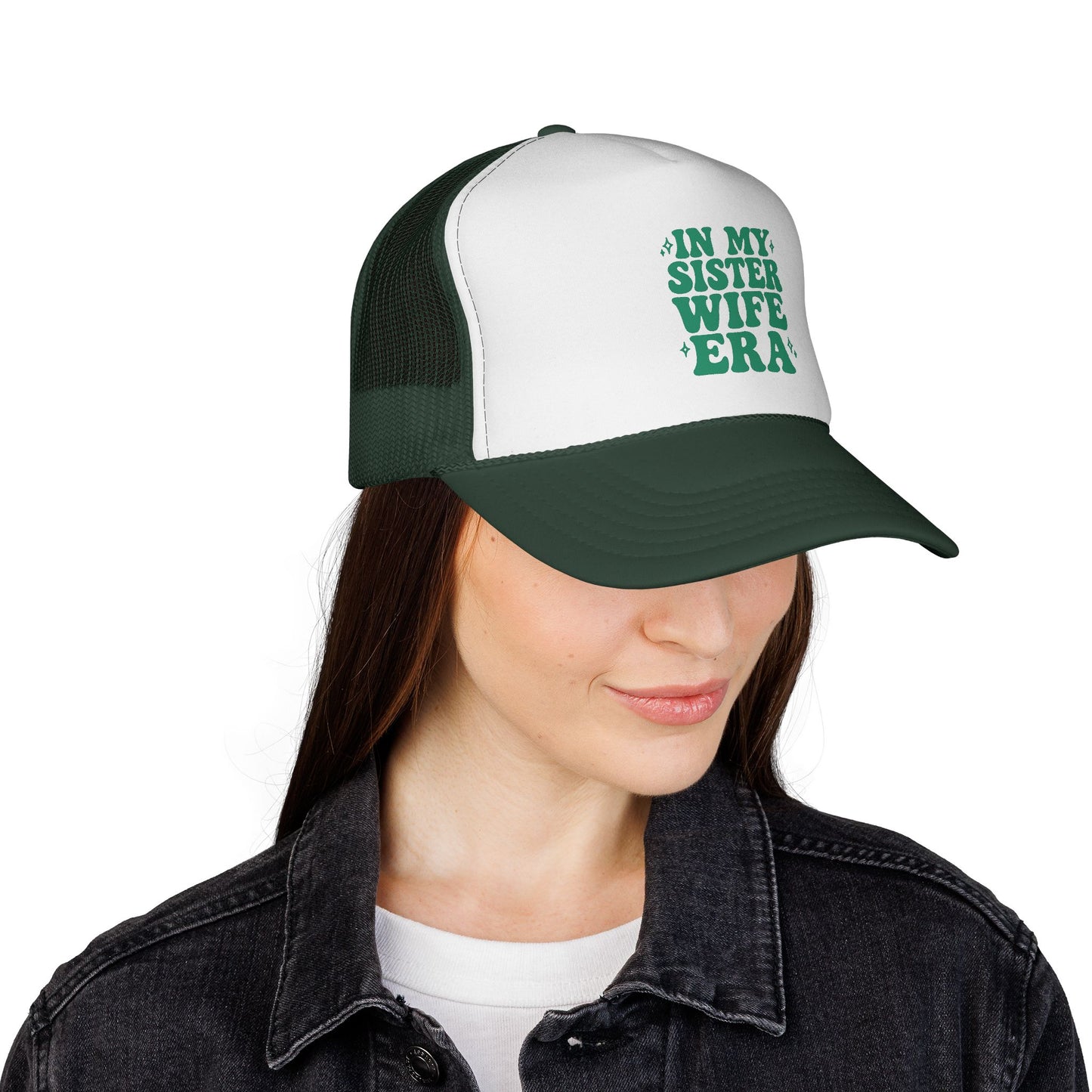 Green In My Sisterwife Era Trucker Hat – Retro Mesh Cap, Adjustable Snapback