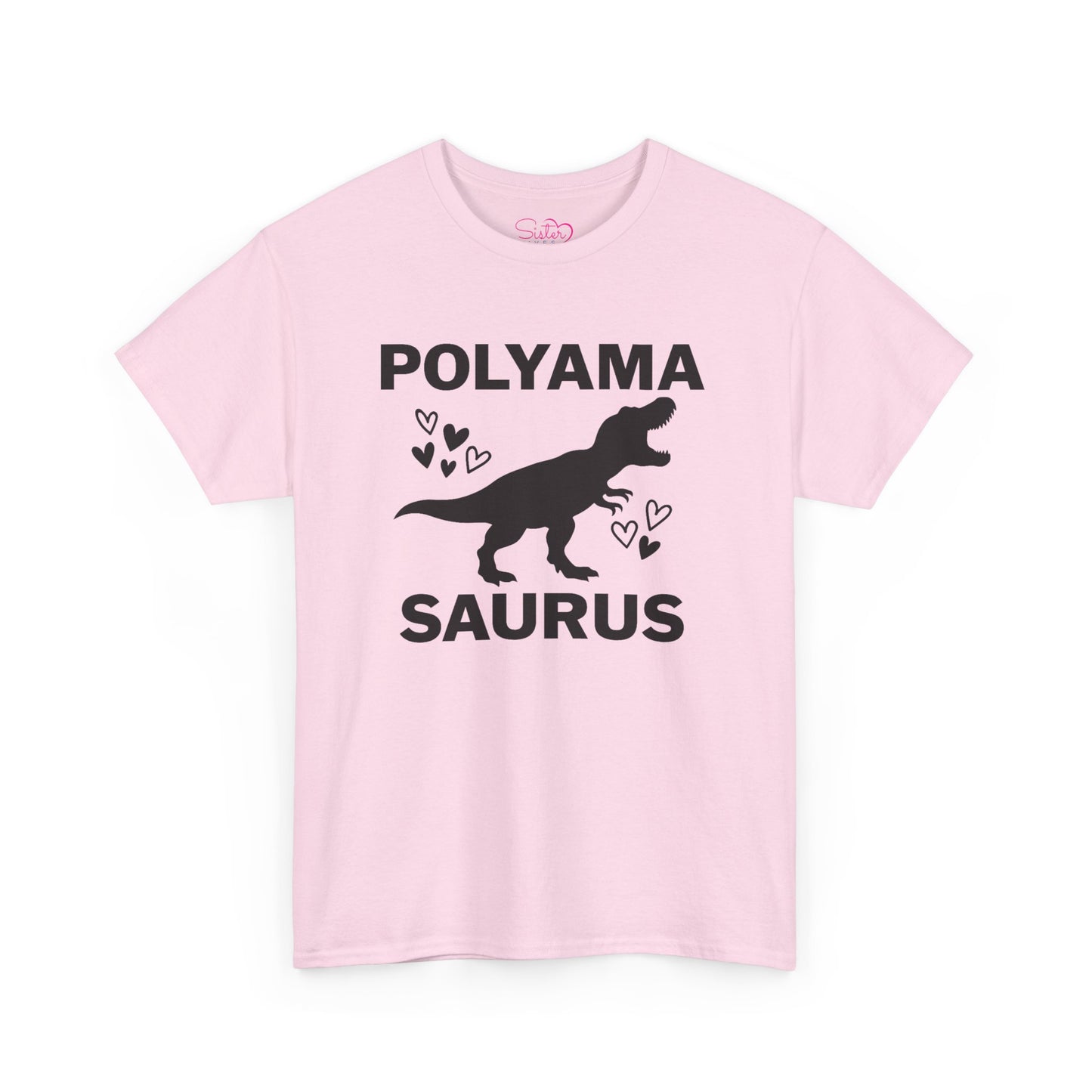 Polyama Saurus Dinosaur Polyamorous Funny Unisex Heavy Cotton Tee - Fun Dinosaur Shirt for Adults, Gift for Birthdays, Parties, Family Outings, Casual Wear