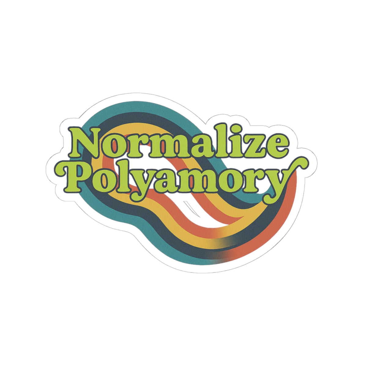 Green Normalize Polyamory Kiss-Cut Stickers - Colorful LGBTQ+ Pride Decals for Laptop, Journals, Bumper, Water Bottles, Gifts